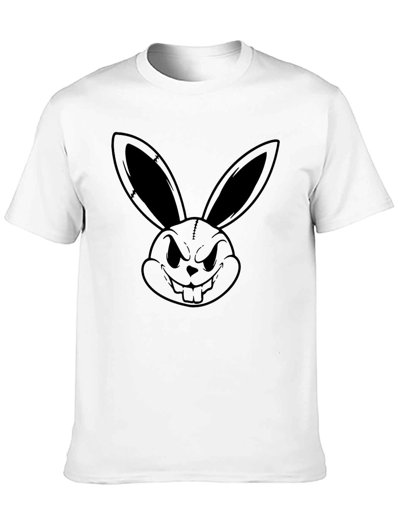 Edgy Rabbit Graphic Tee - Black Cotton T-Shirt