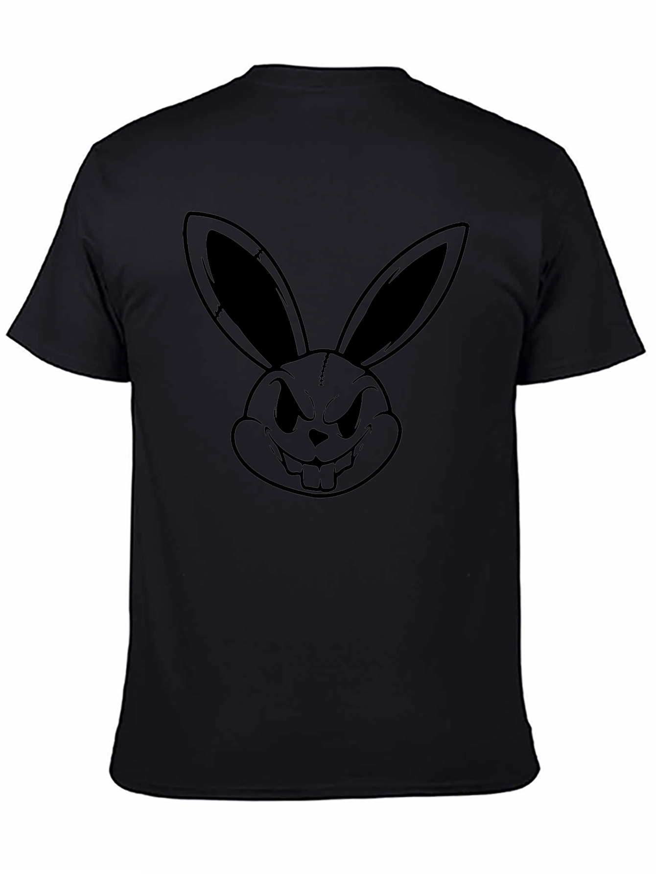 Edgy Rabbit Graphic Tee - Black Cotton T-Shirt