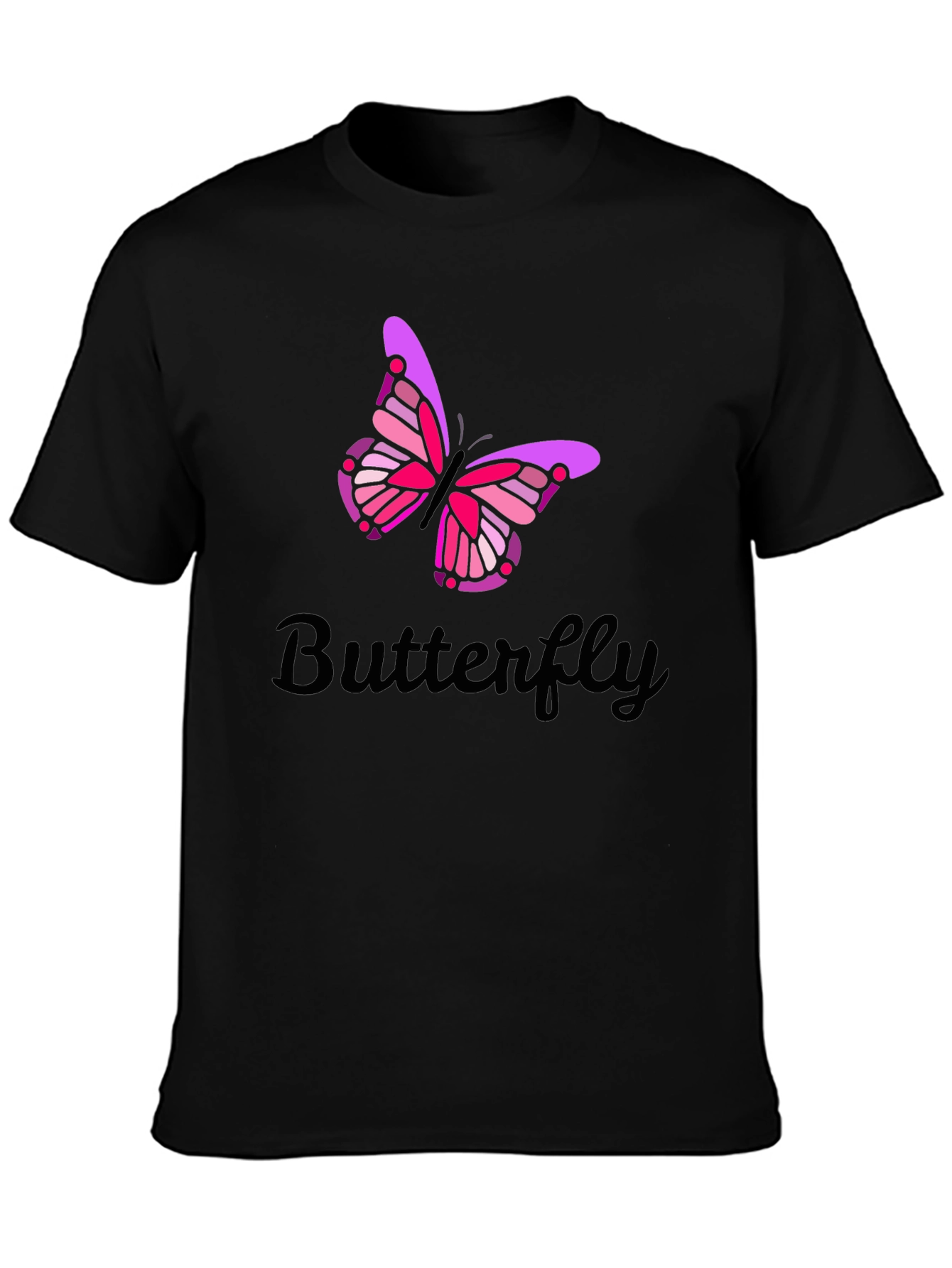 Butterfly Graphic Print Mens Black T-Shirt