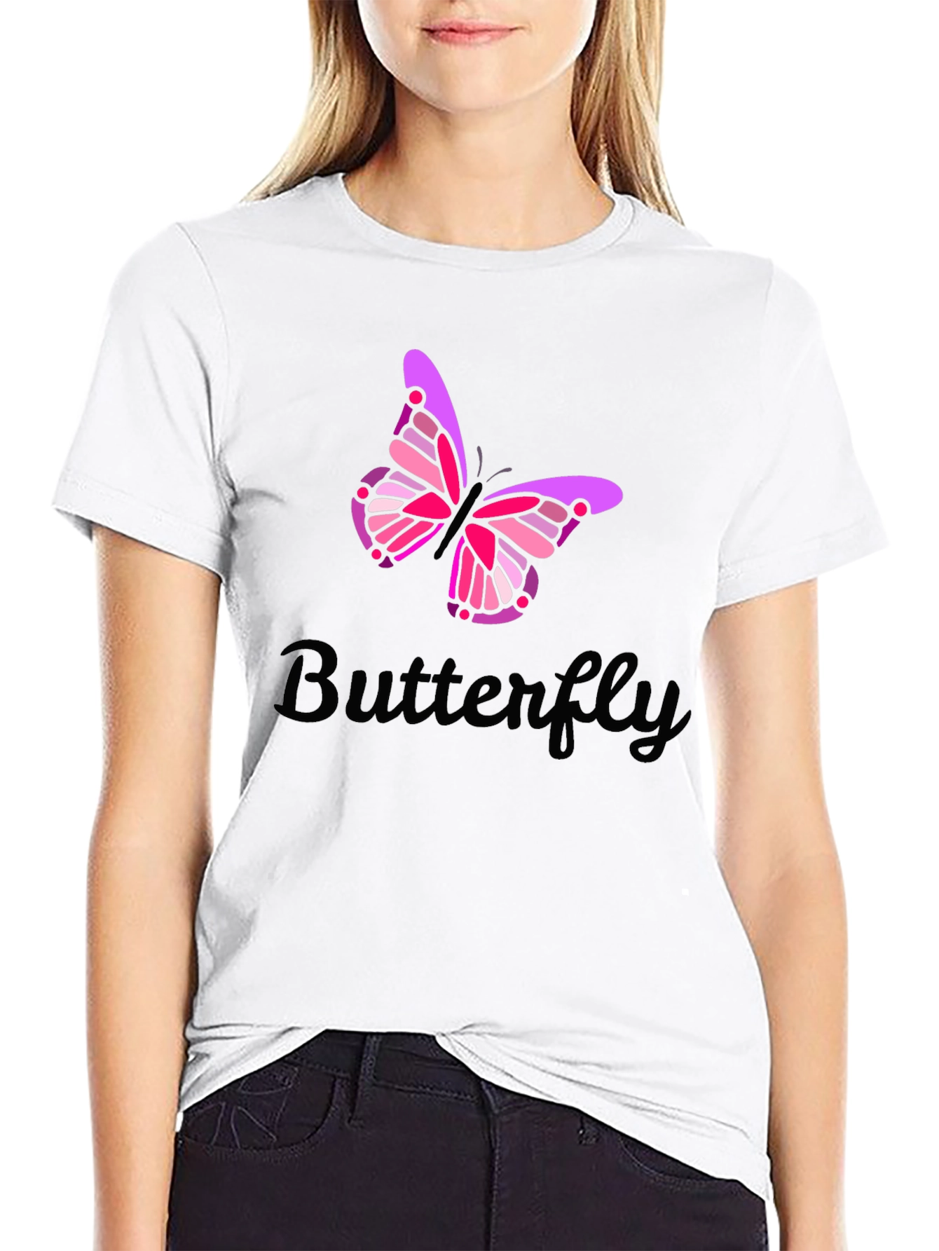 Butterfly Graphic Print Mens Black T-Shirt