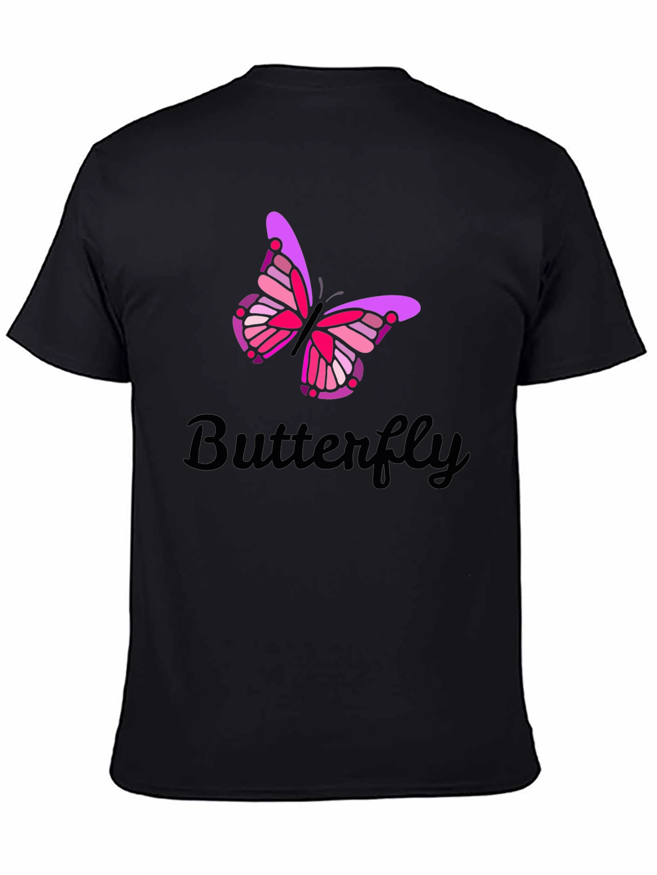 Butterfly Graphic Print Mens Black T-Shirt