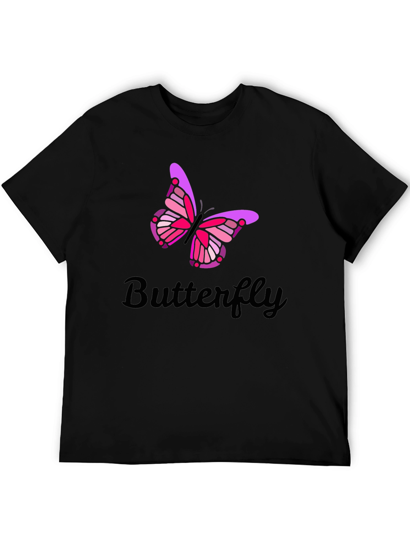 Butterfly Graphic Print Mens Black T-Shirt