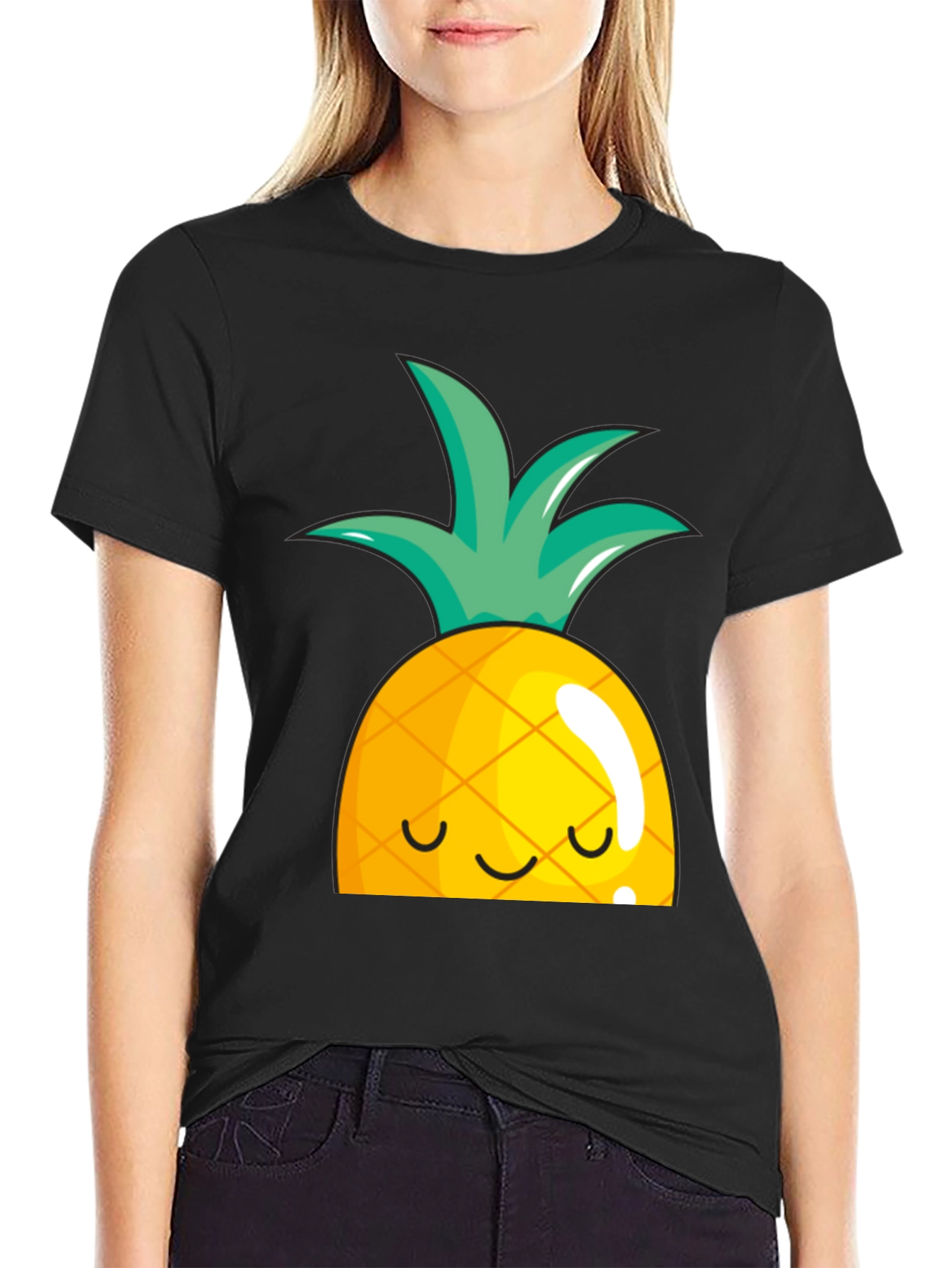 Pineapple Graphic T-Shirt - Casual Cute Fruit Tee