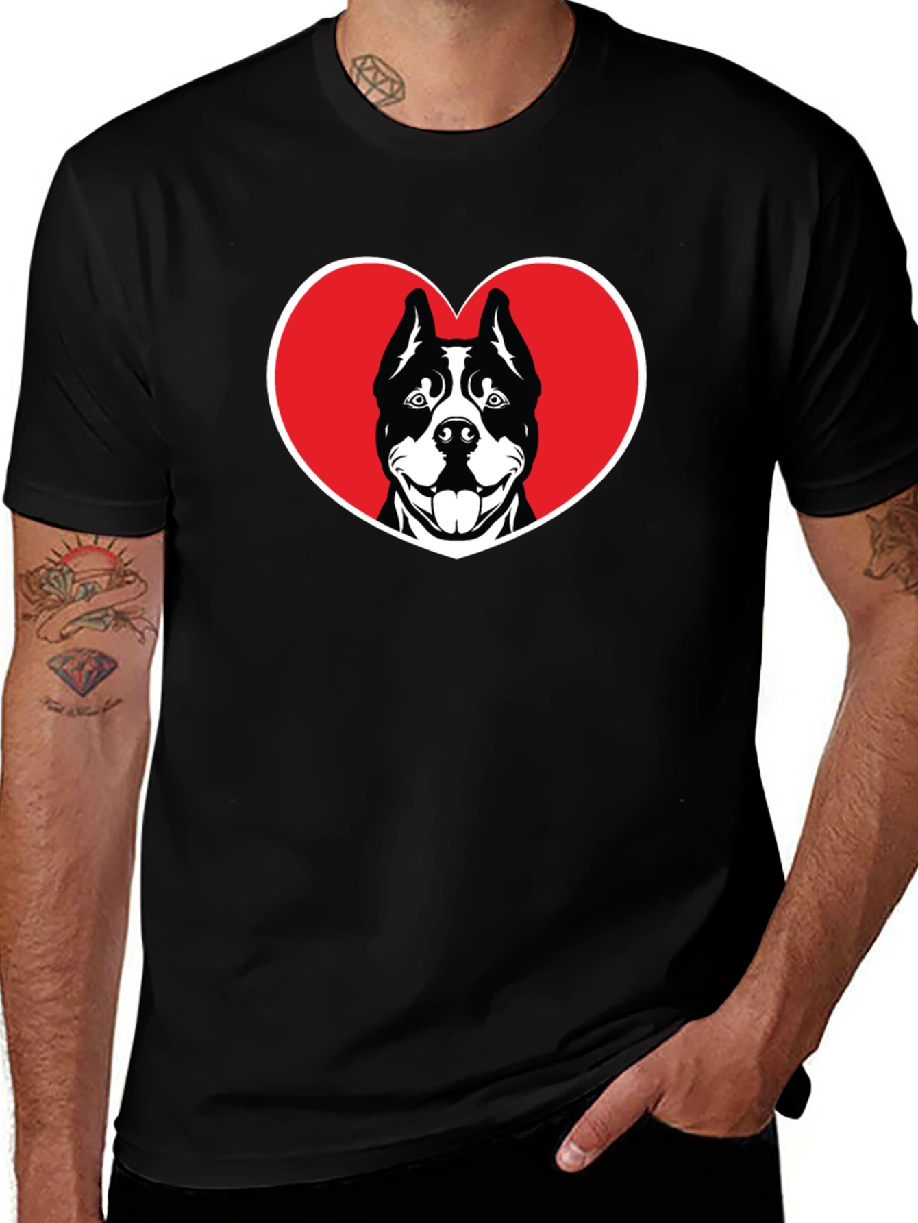 Dog Lover Heart T-Shirt - Black