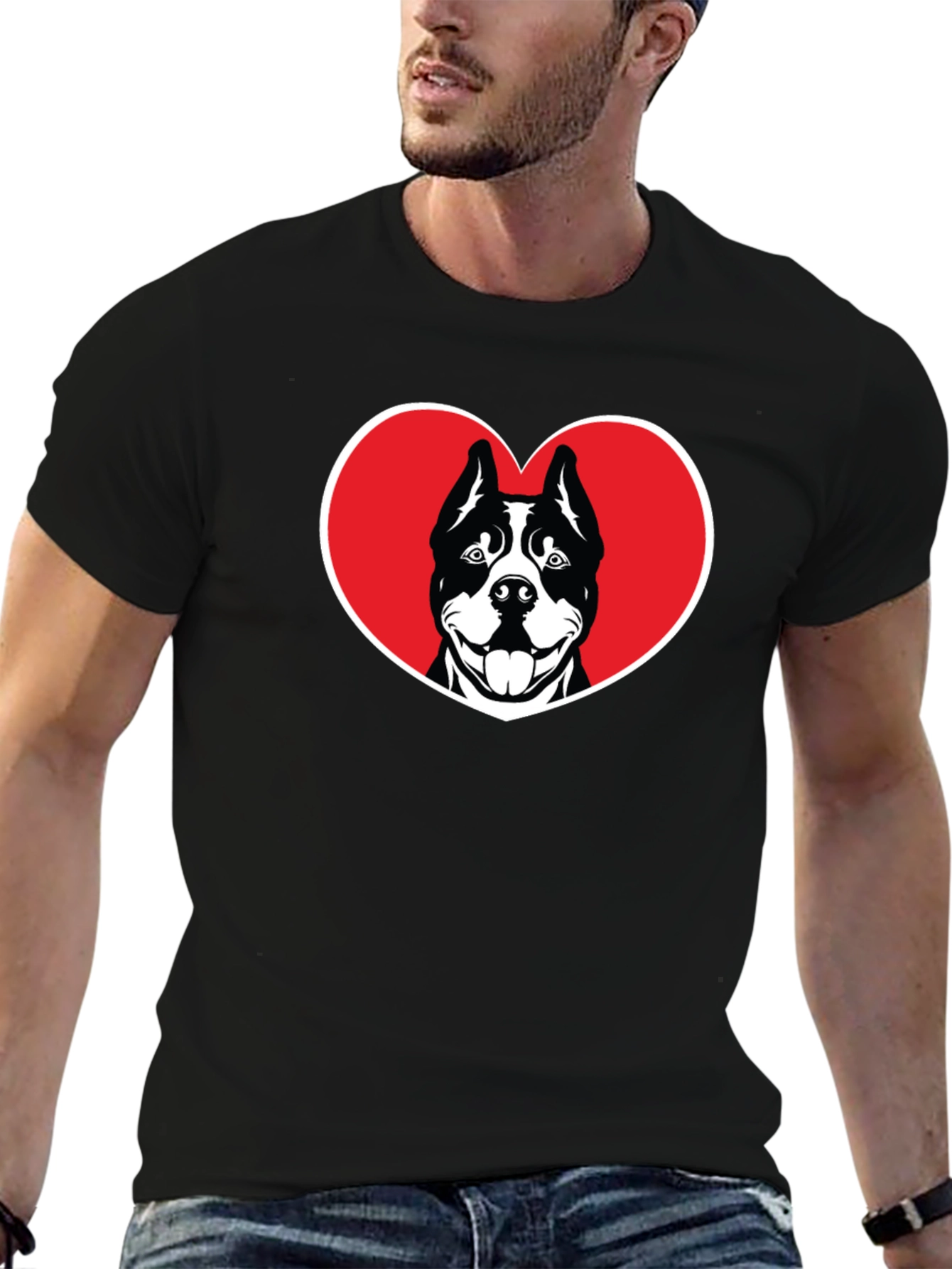 Dog Lover Heart T-Shirt - Black