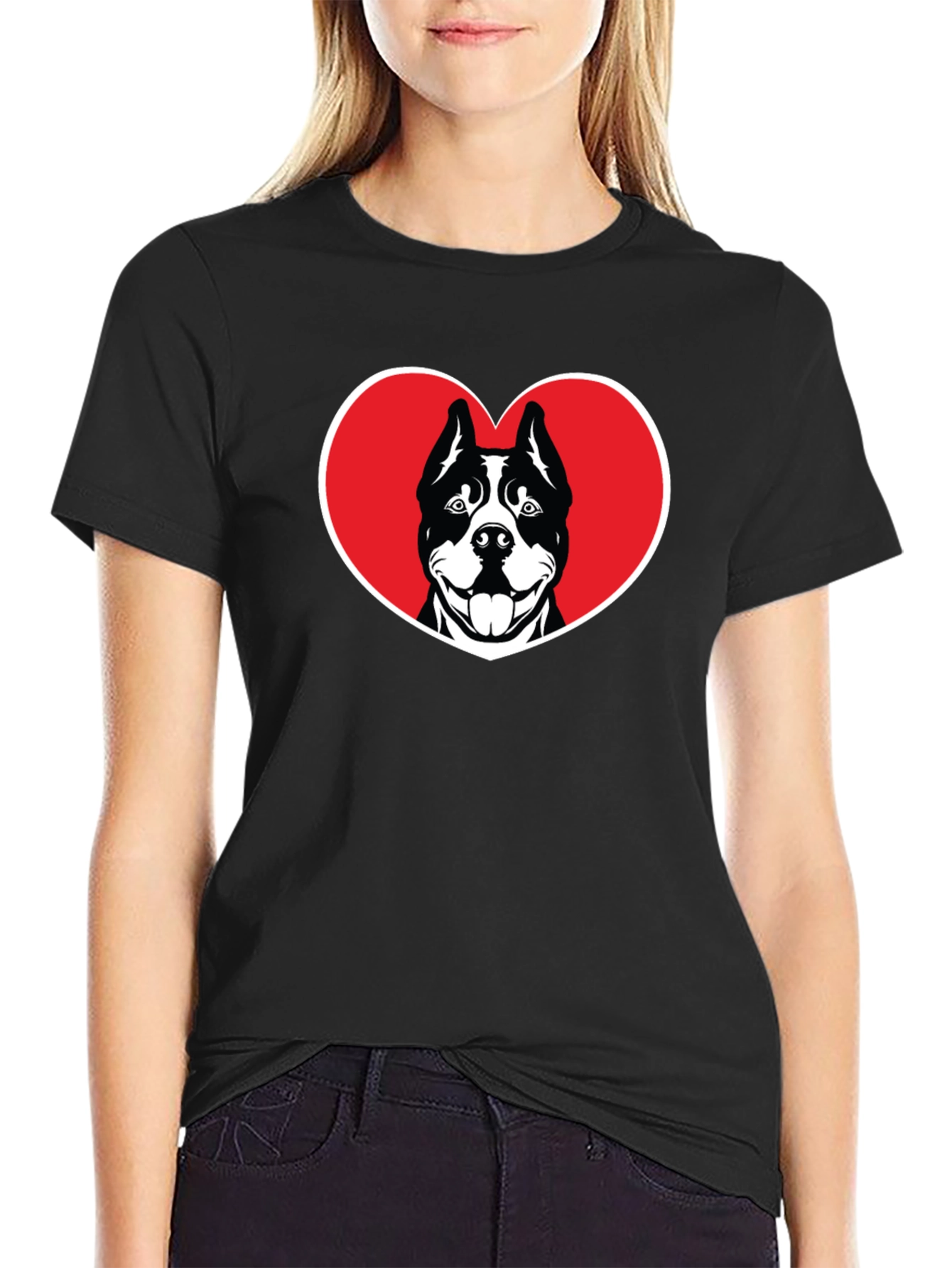 Dog Lover Heart T-Shirt - Black