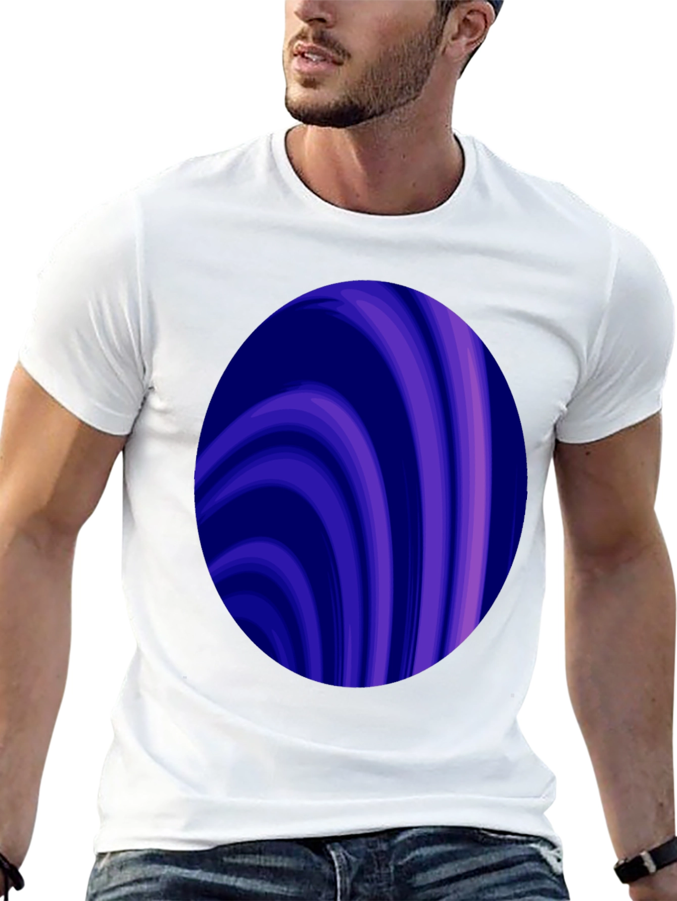 Abstract Swirl Graphic Tee - Trendy Mens Black T-Shirt