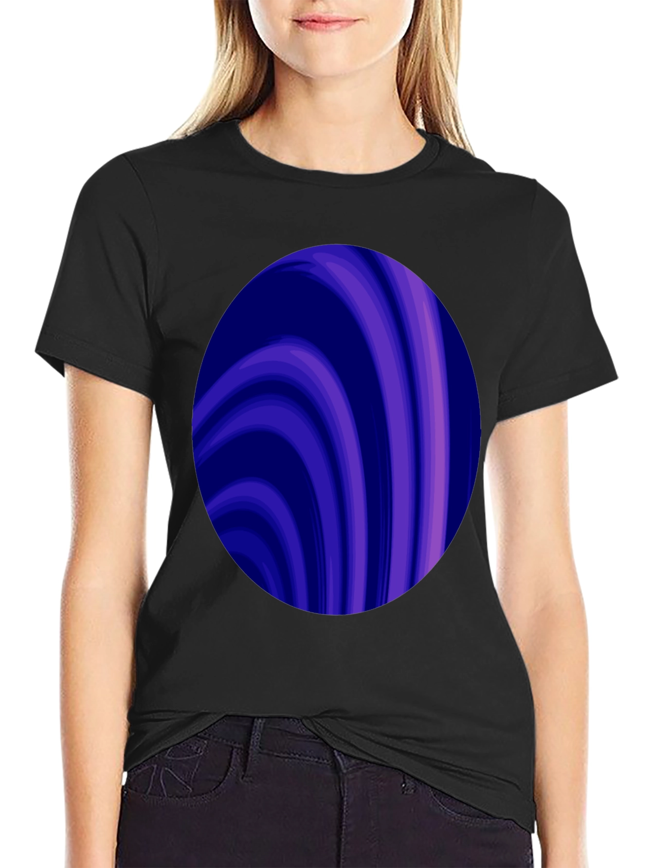 Abstract Swirl Graphic Tee - Trendy Mens Black T-Shirt