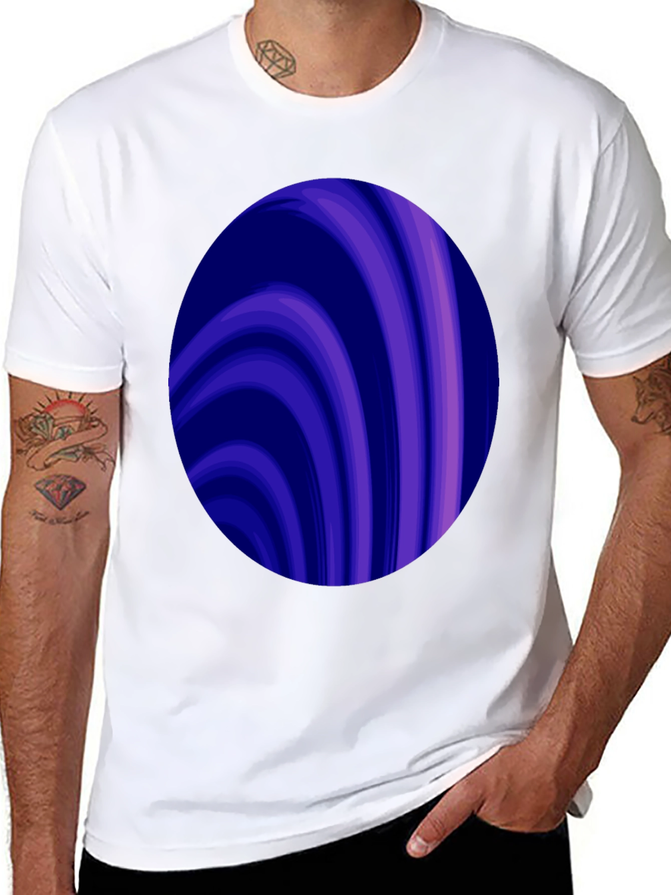 Abstract Swirl Graphic Tee - Trendy Mens Black T-Shirt