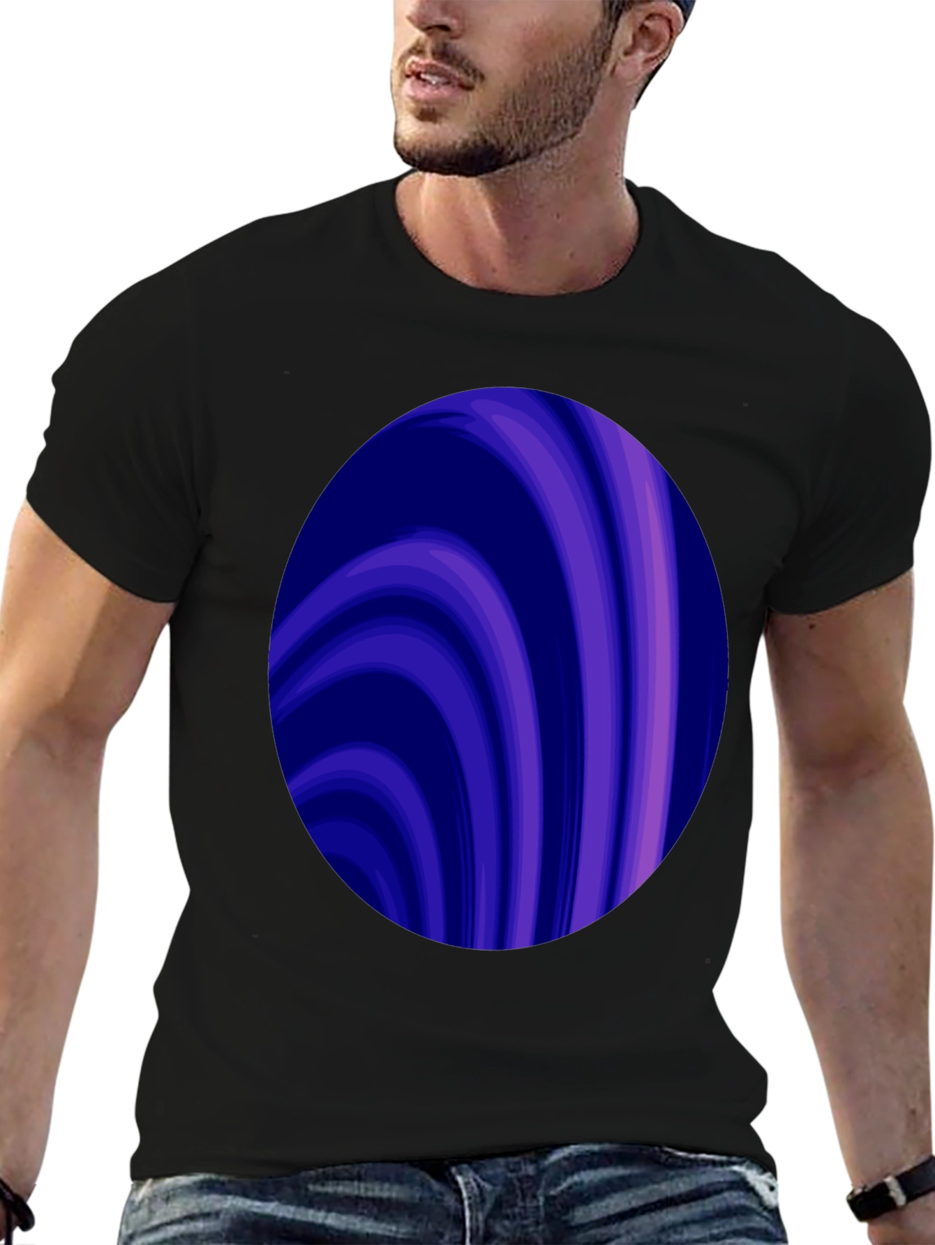 Abstract Swirl Graphic Tee - Trendy Mens Black T-Shirt