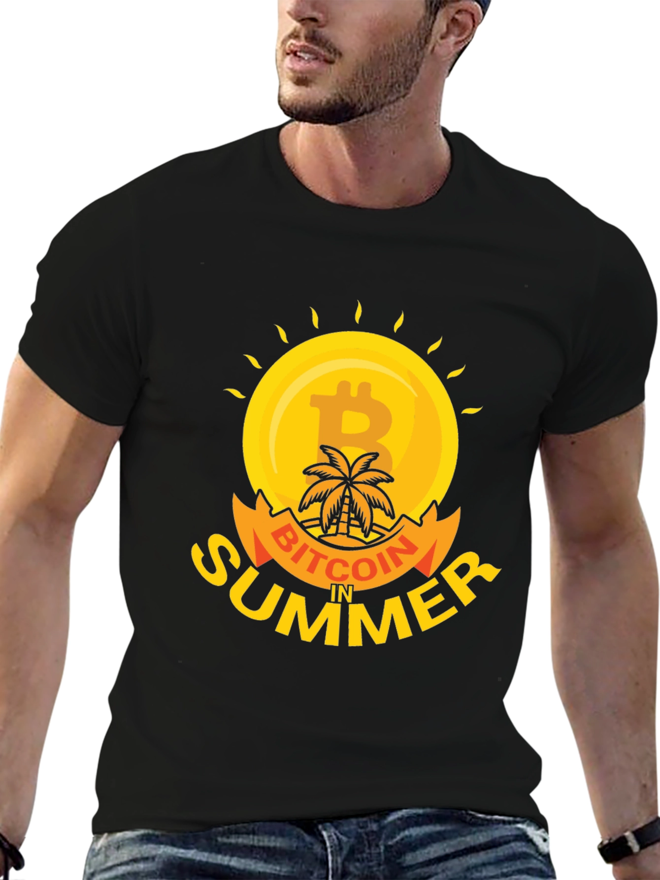 Bitcoin in Summer Black T-Shirt