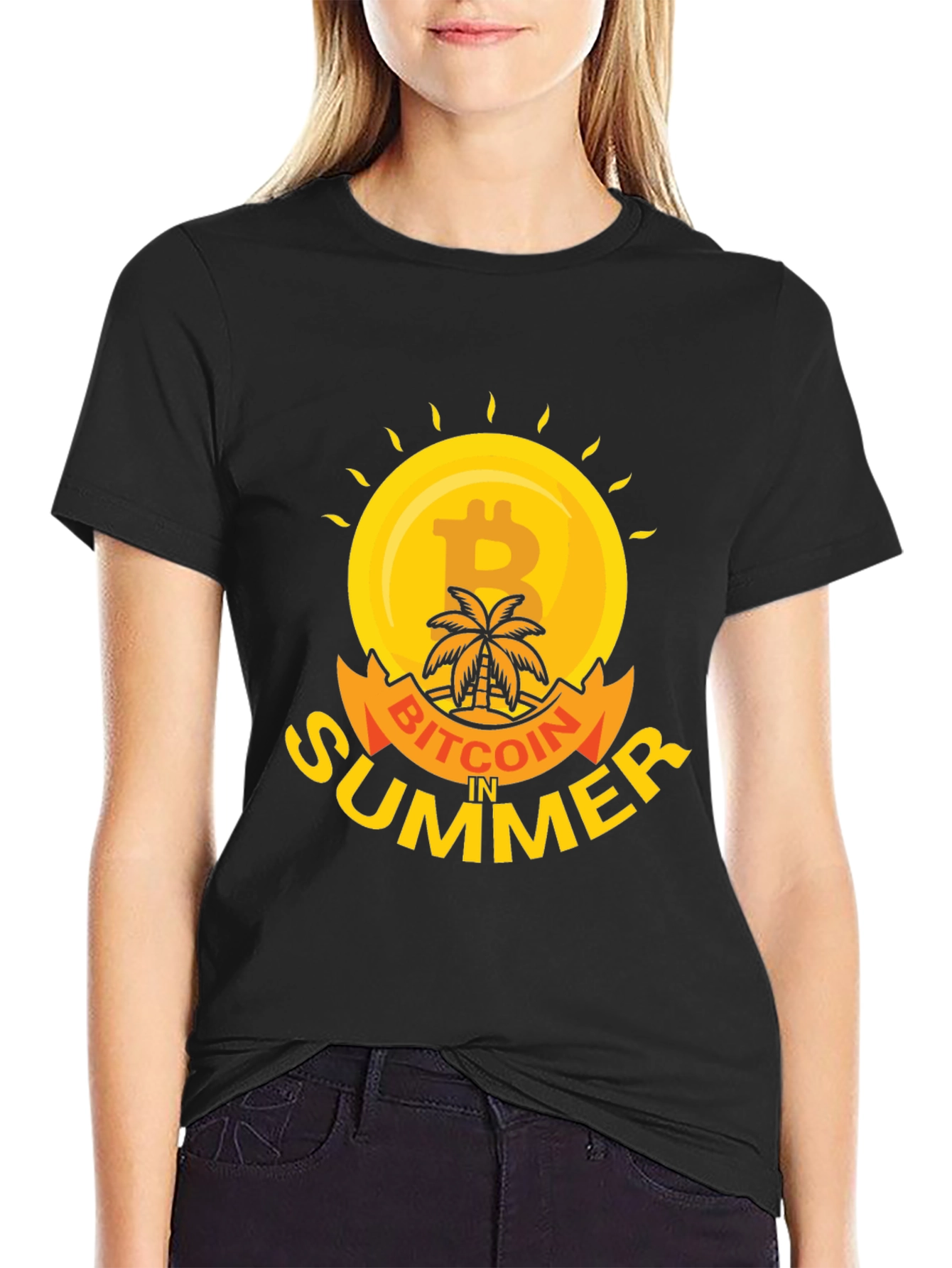 Bitcoin in Summer Black T-Shirt