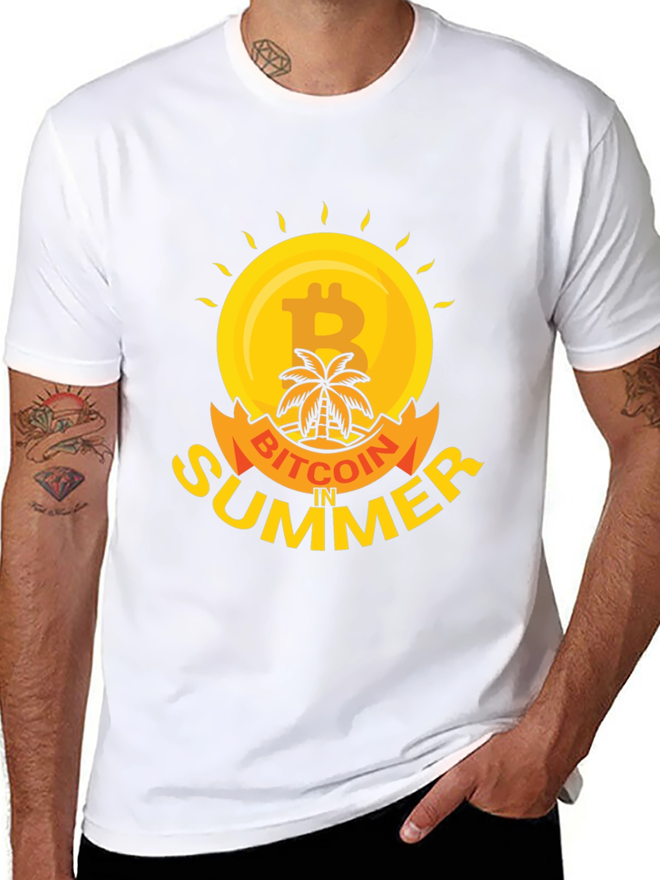 Bitcoin in Summer Black T-Shirt