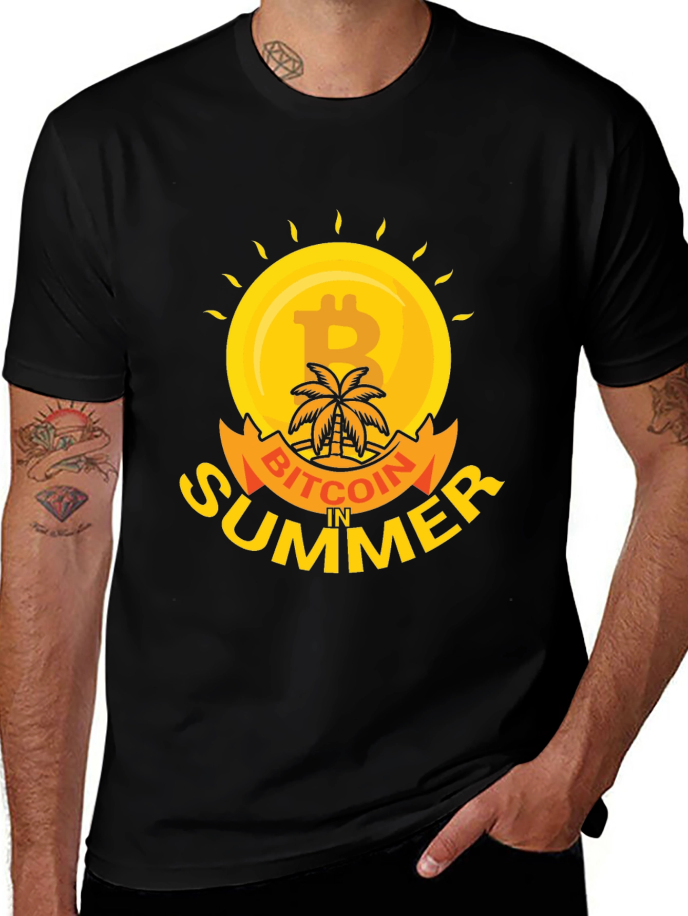 Bitcoin in Summer Black T-Shirt
