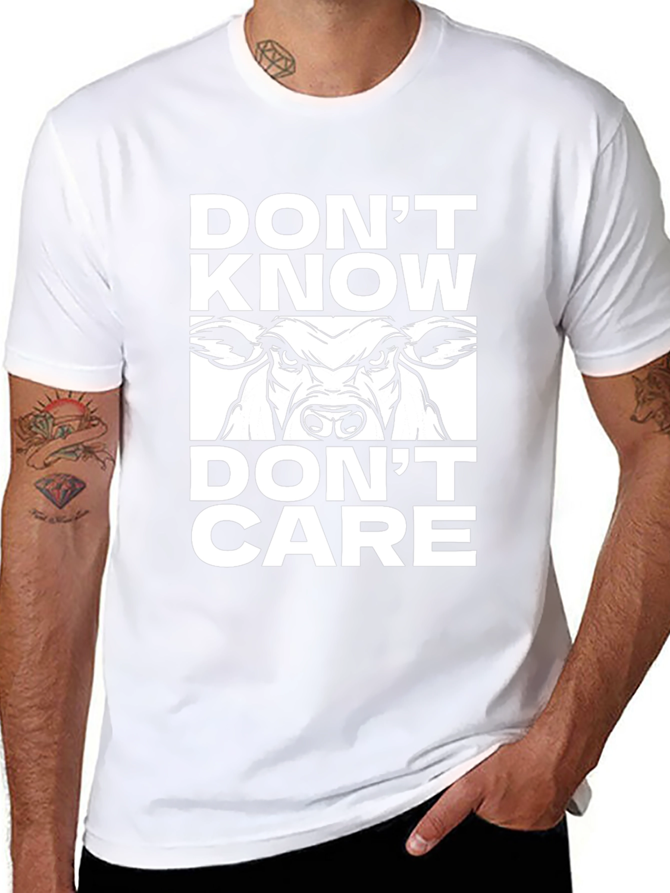 Dont Know Dont Care Cow Graphic Tee