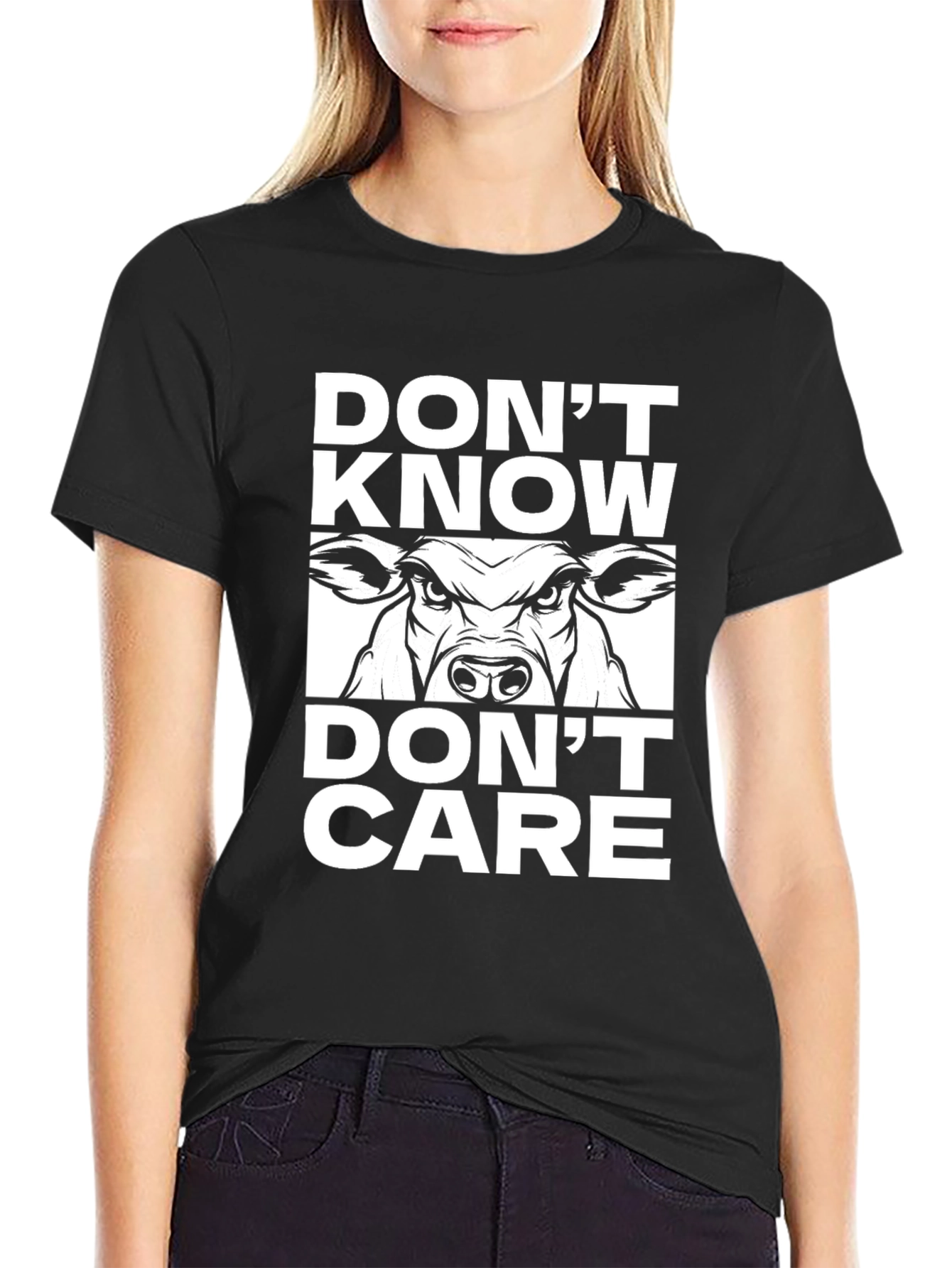 Dont Know Dont Care Cow Graphic Tee