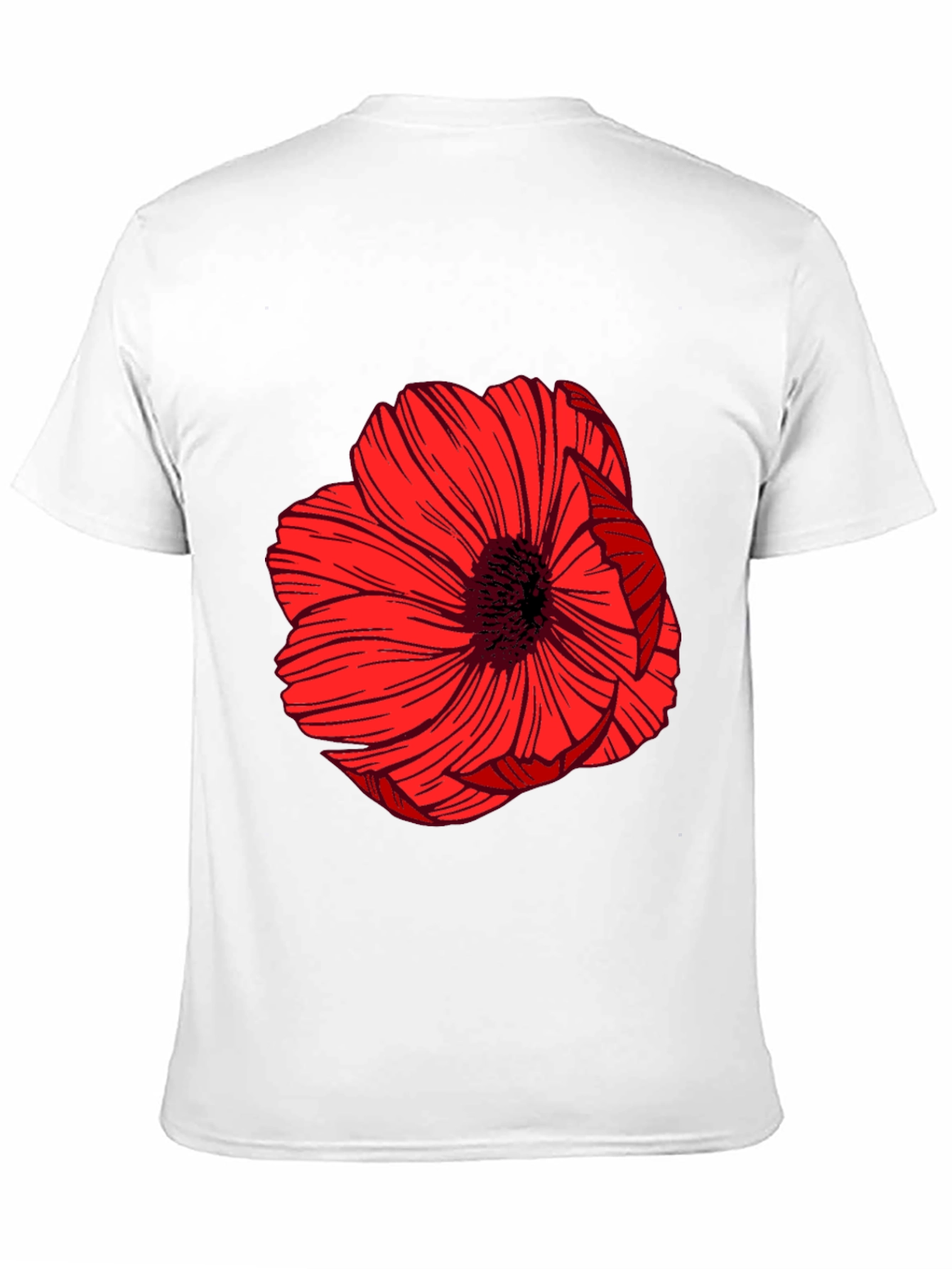 Bold Red Floral Graphic Black T-Shirt