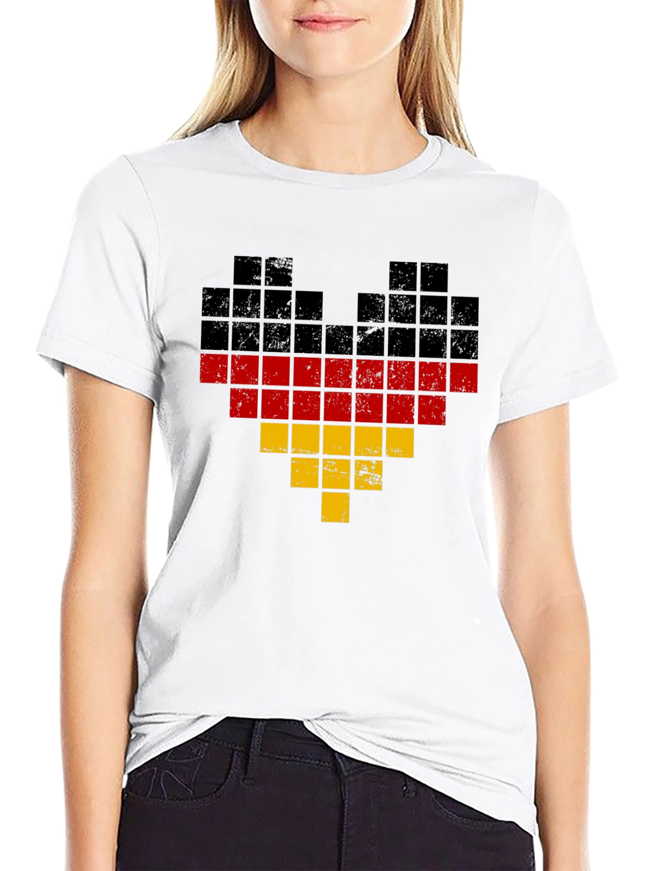 German Flag Heart Pixel Art T-Shirt