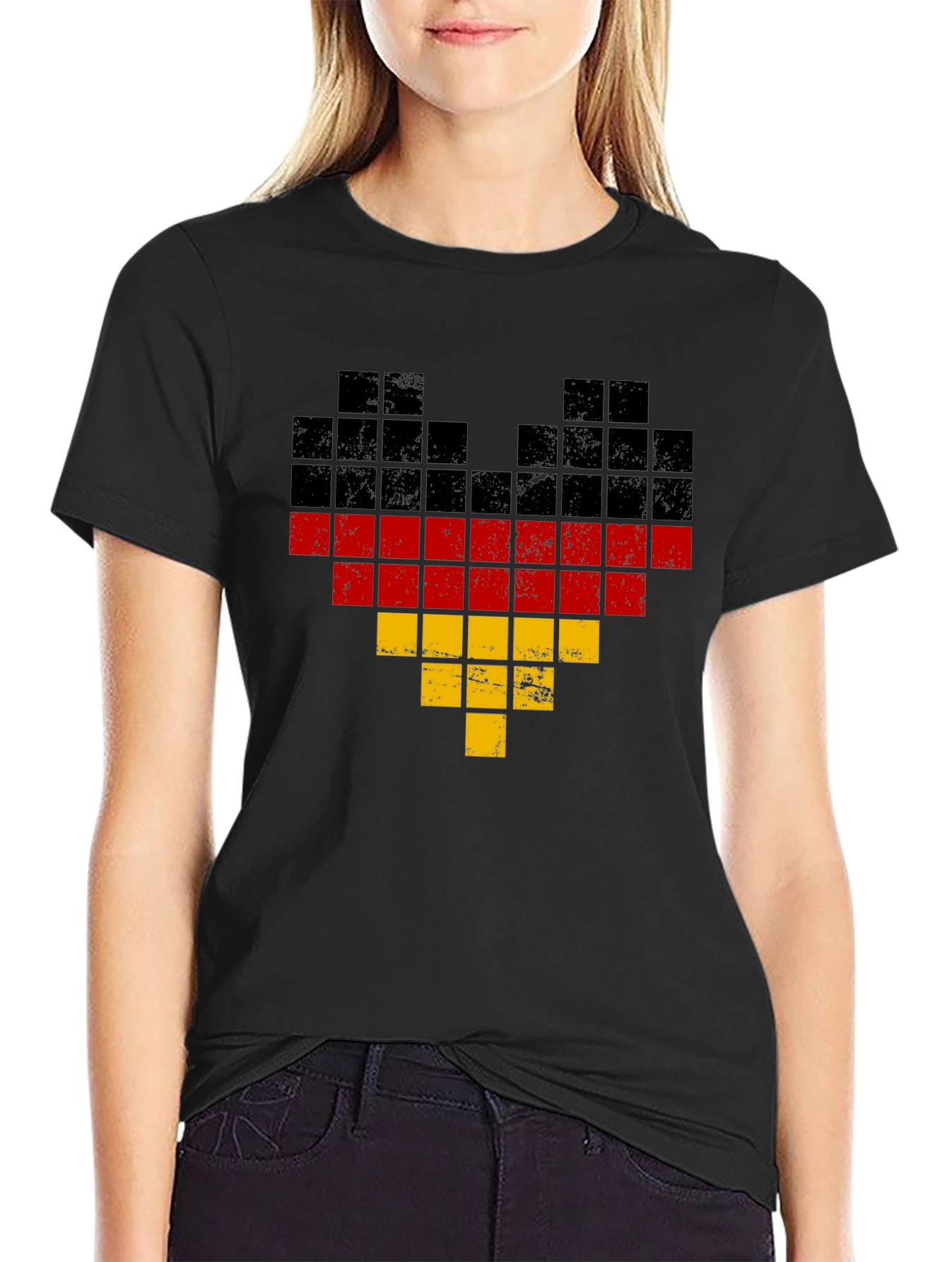 German Flag Heart Pixel Art T-Shirt