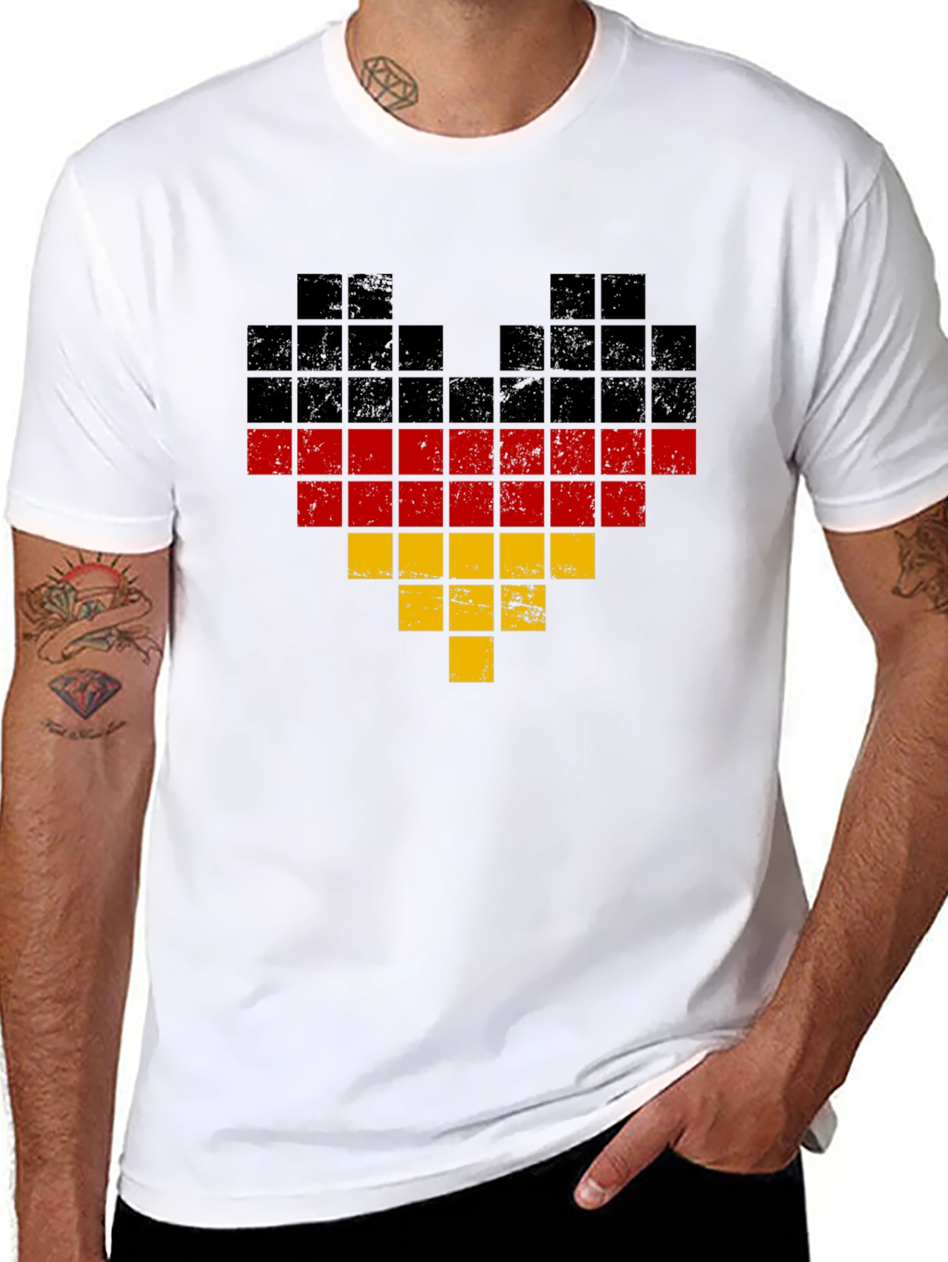 German Flag Heart Pixel Art T-Shirt