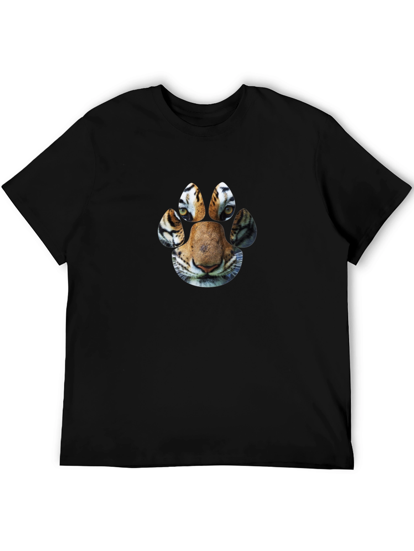 Tiger Paw Print Graphic Black T-Shirt