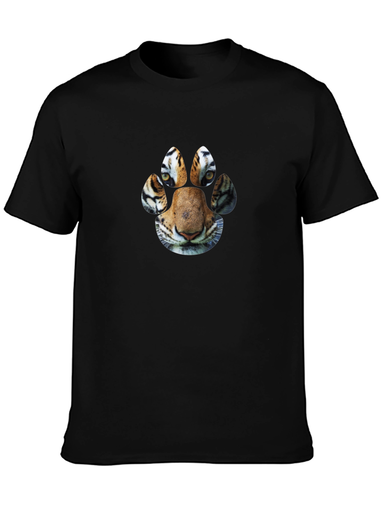 Tiger Paw Print Graphic Black T-Shirt