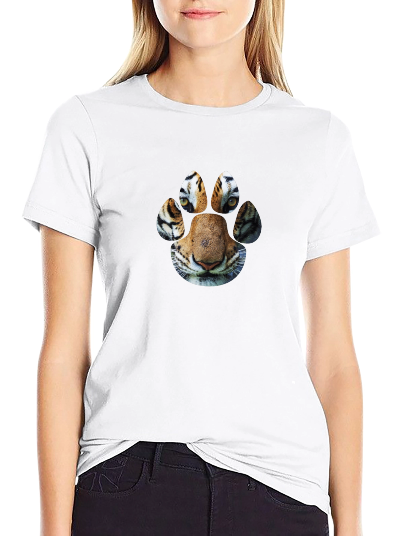 Tiger Paw Print Graphic Black T-Shirt