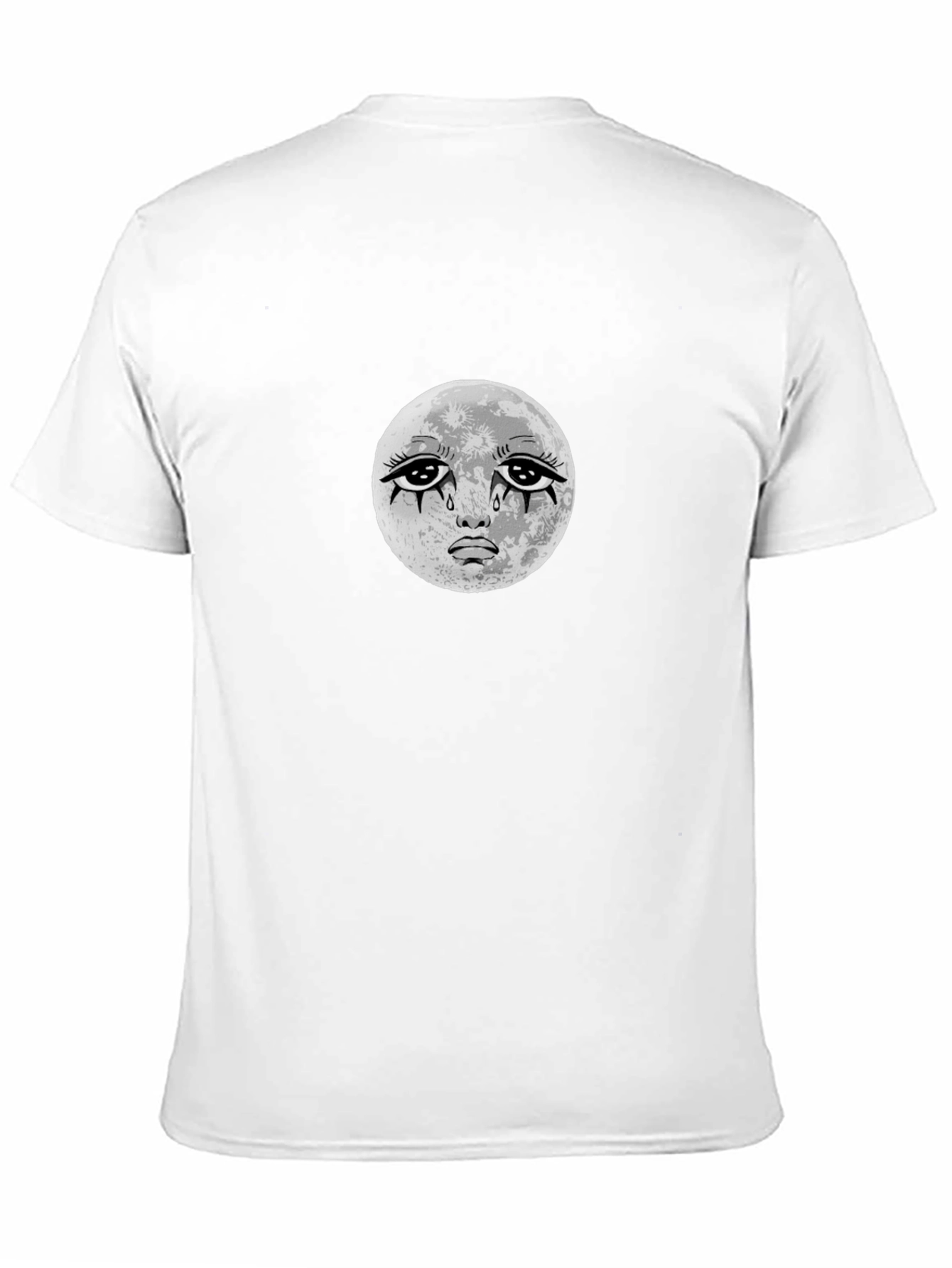 Crying Moon Graphic Tee - Black Cotton T-Shirt