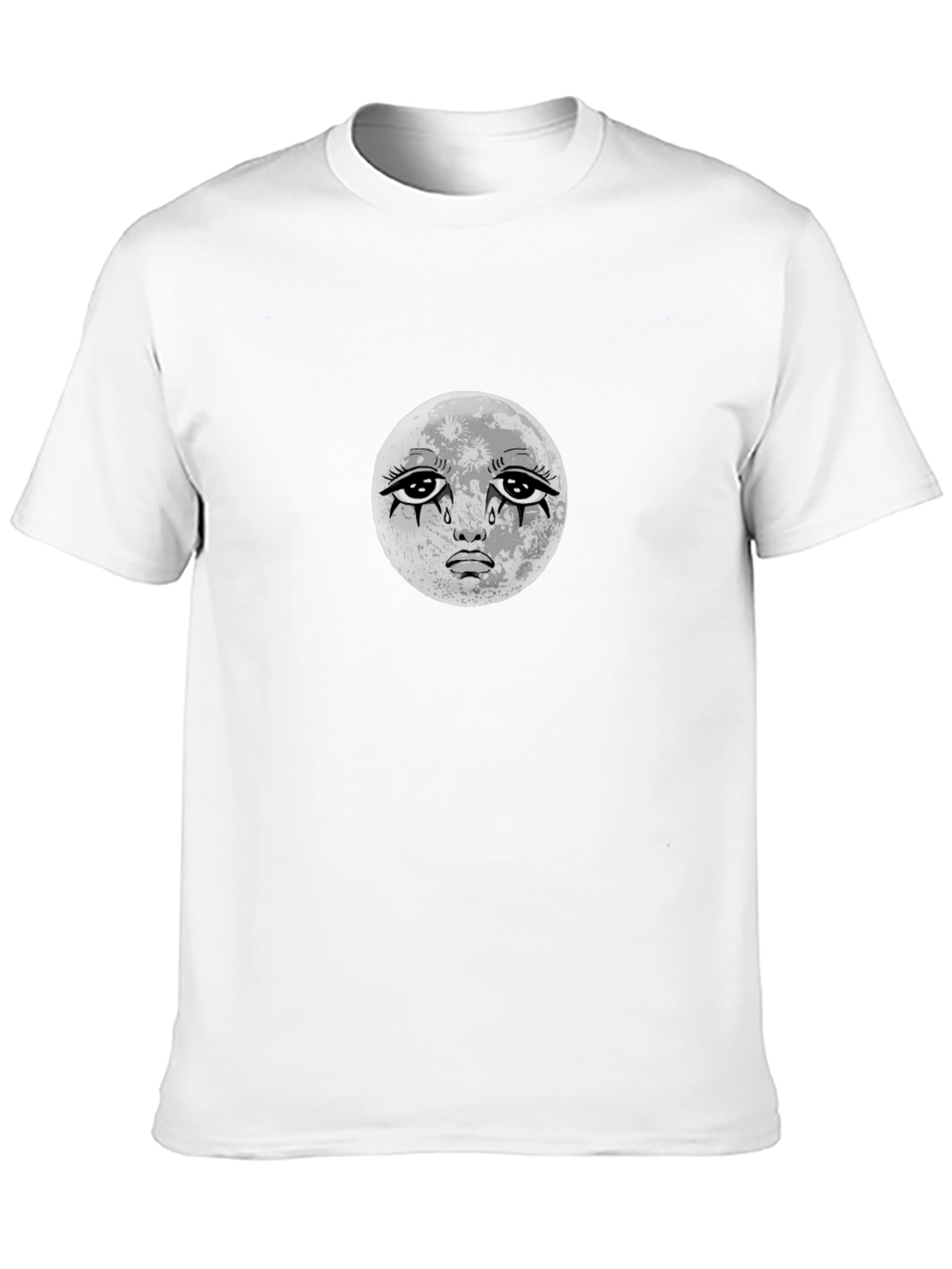 Crying Moon Graphic Tee - Black Cotton T-Shirt