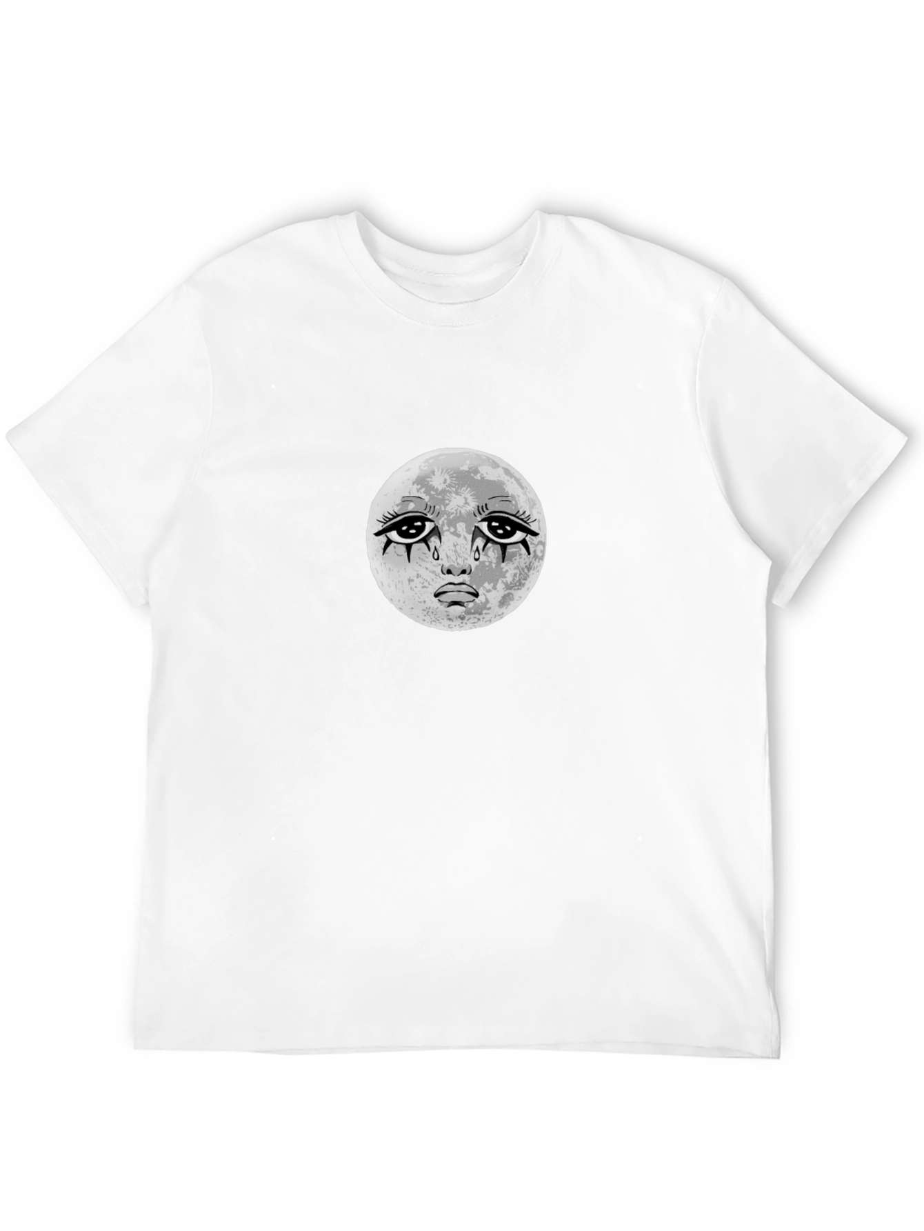 Crying Moon Graphic Tee - Black Cotton T-Shirt