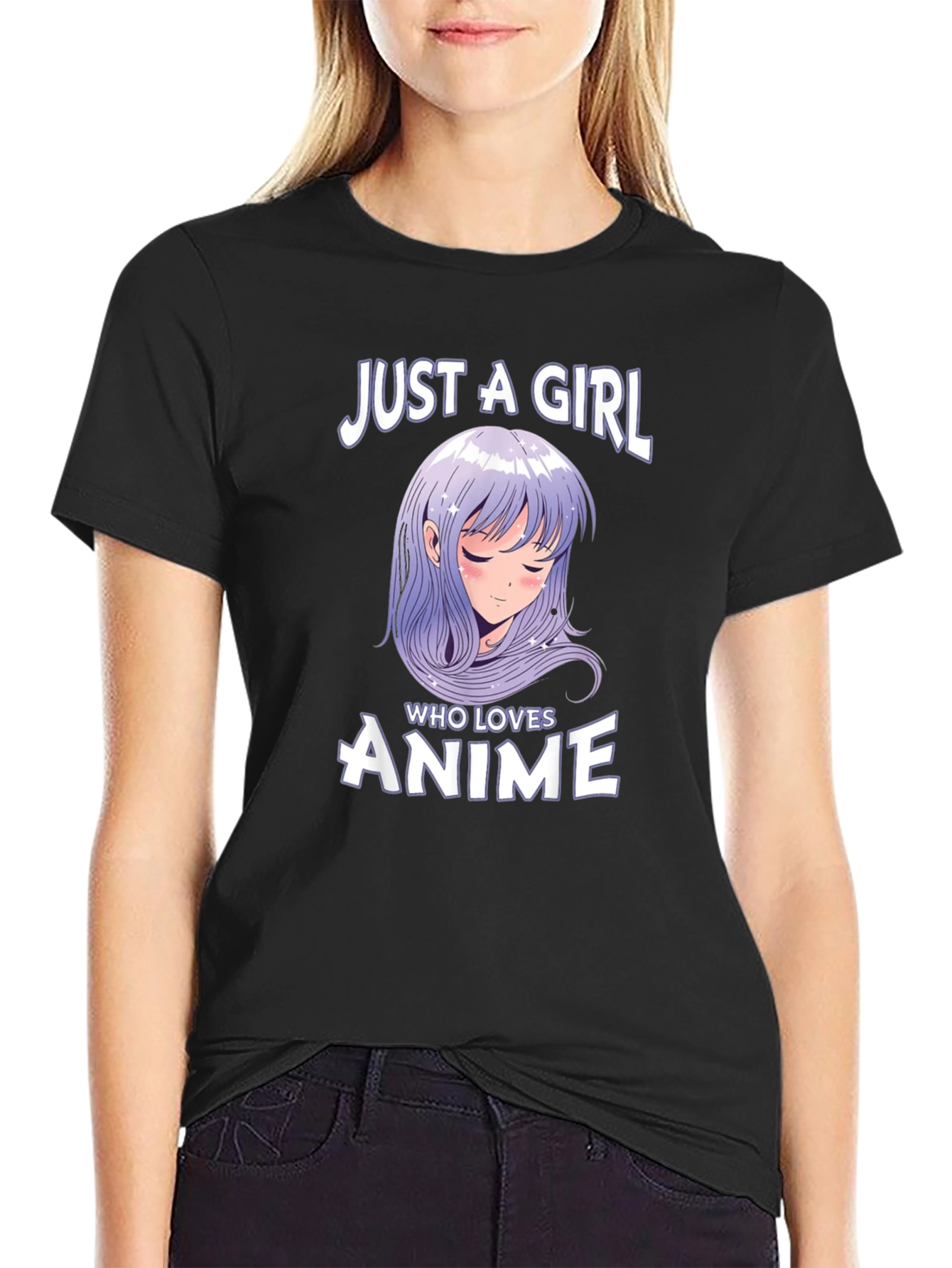 Just A Girl Who Loves Anime Black T-Shirt