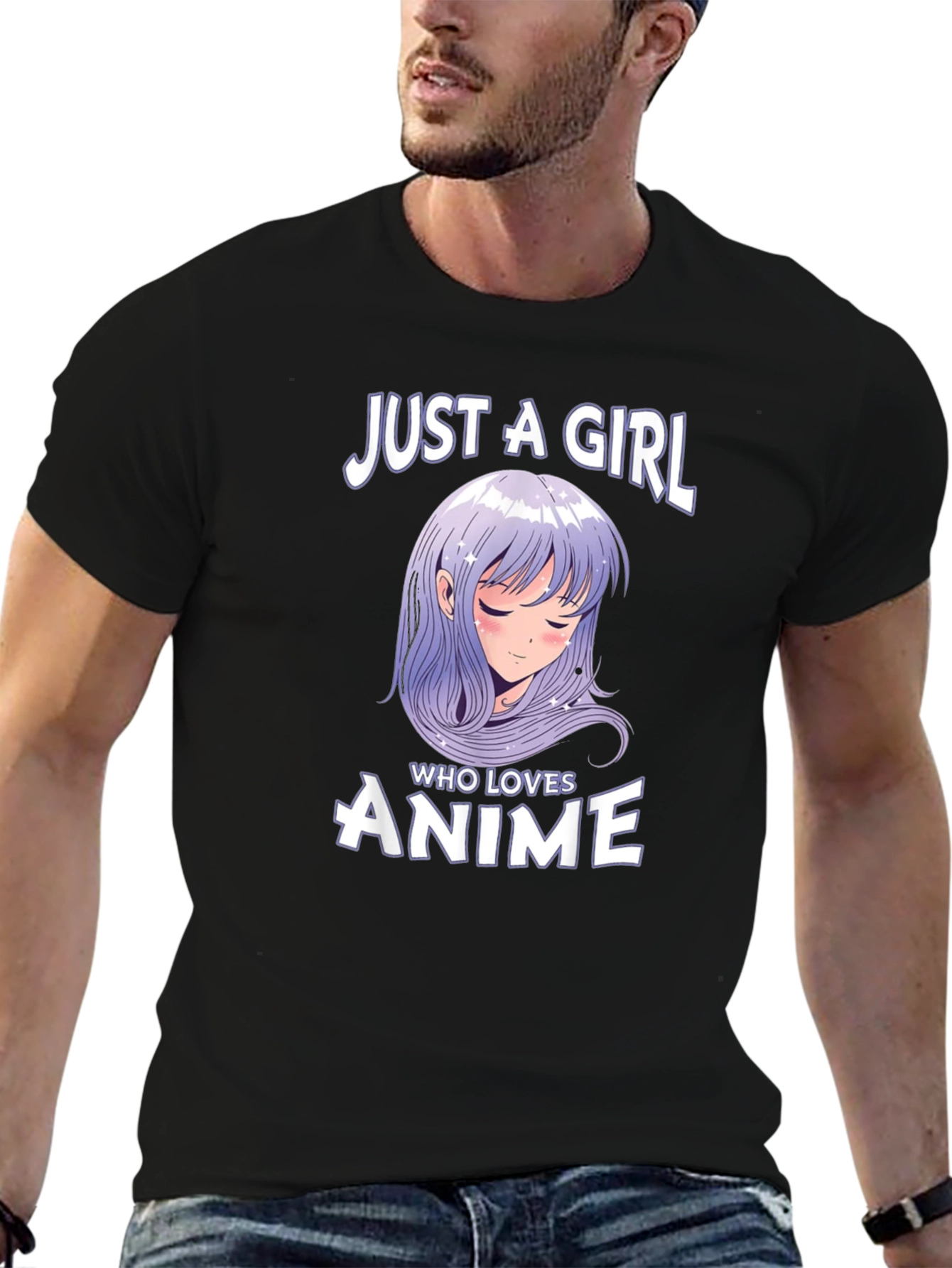 Just A Girl Who Loves Anime Black T-Shirt