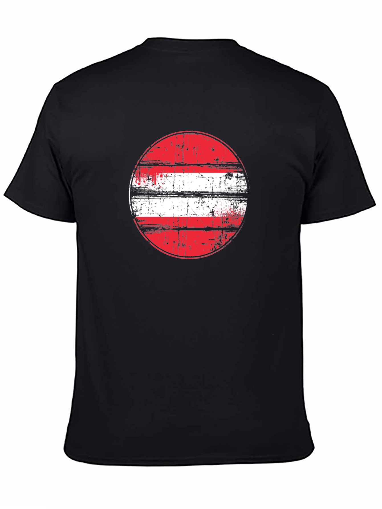 Distressed Austria Flag Circle Graphic Tee - Black