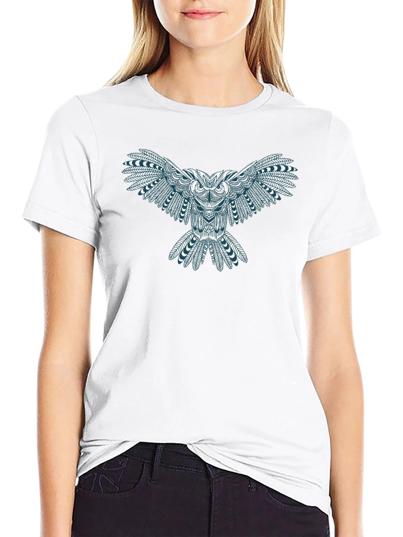 Owl Graphic Print Tee - Black