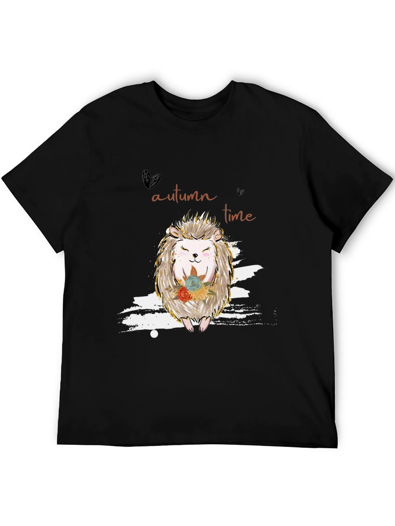 Autumn Hedgehog Black T-Shirt