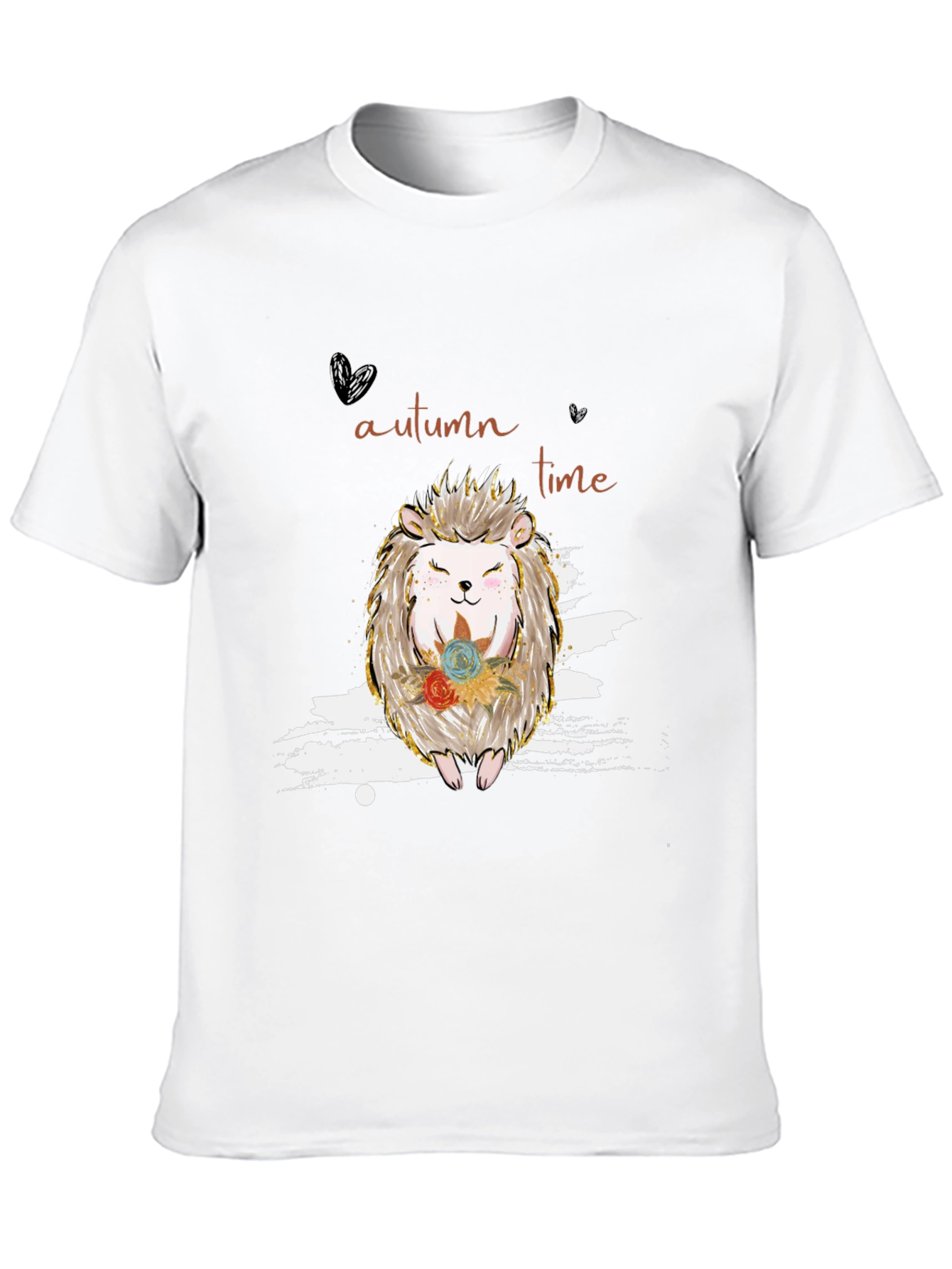 Autumn Hedgehog Black T-Shirt