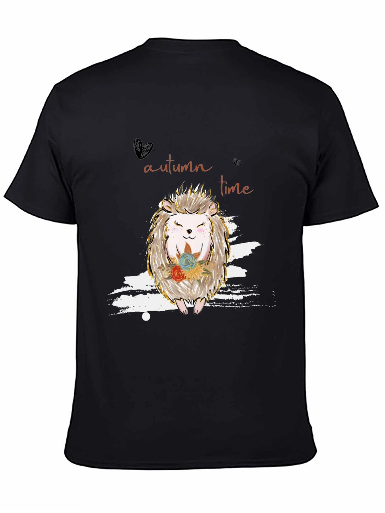 Autumn Hedgehog Black T-Shirt