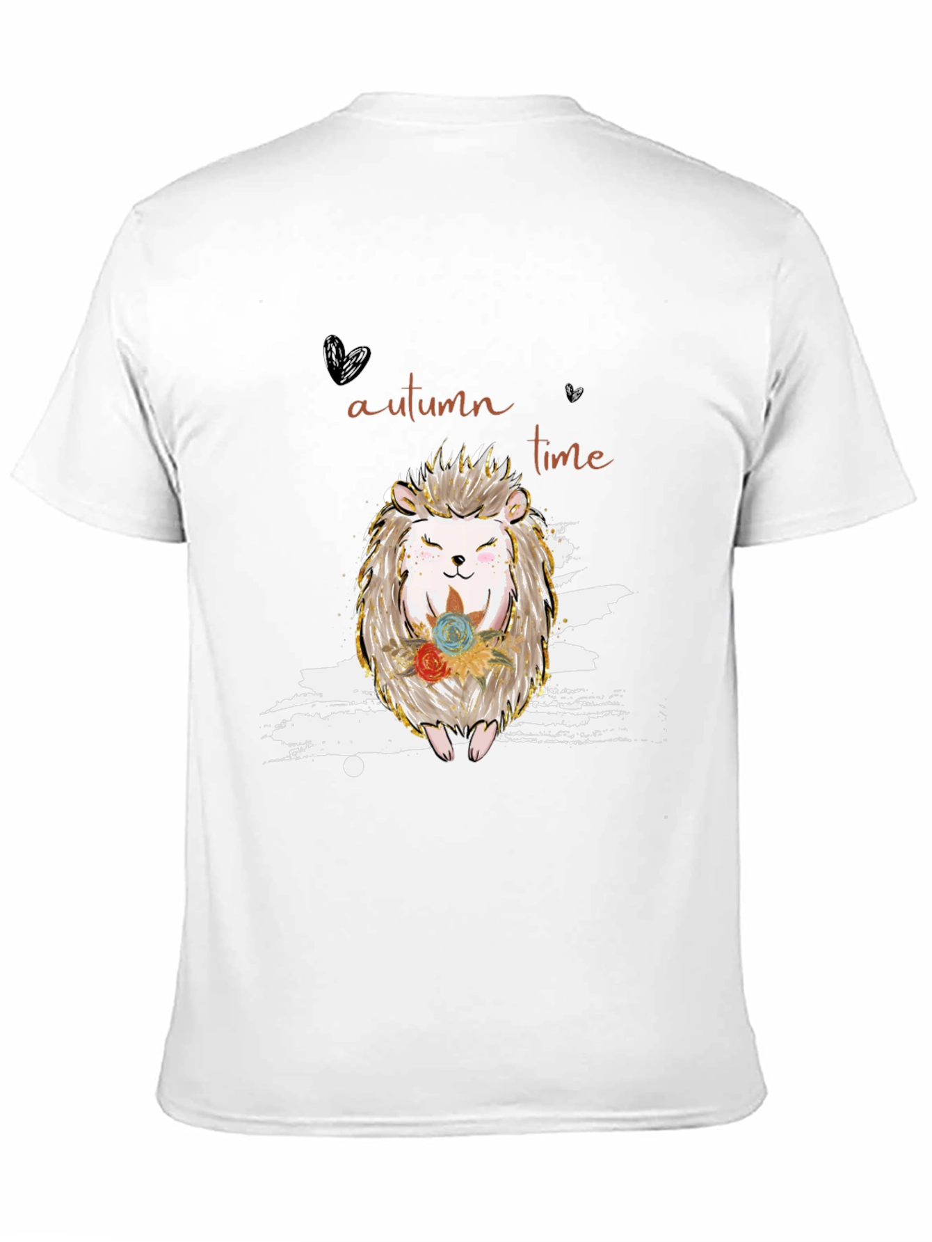 Autumn Hedgehog Black T-Shirt
