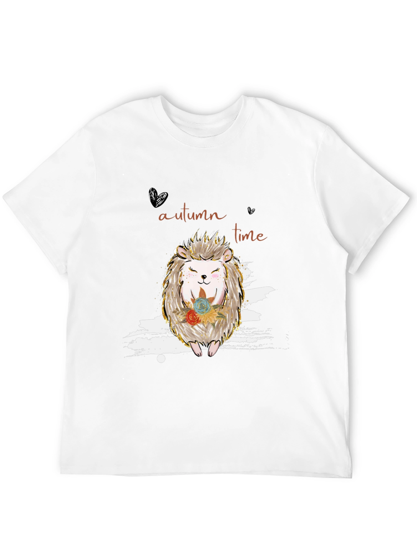 Autumn Hedgehog Black T-Shirt