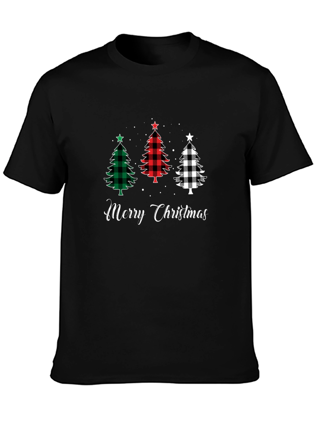 Merry Christmas Tree Plaid Graphic Tee