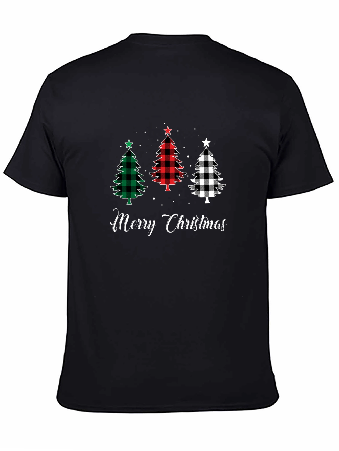 Merry Christmas Tree Plaid Graphic Tee