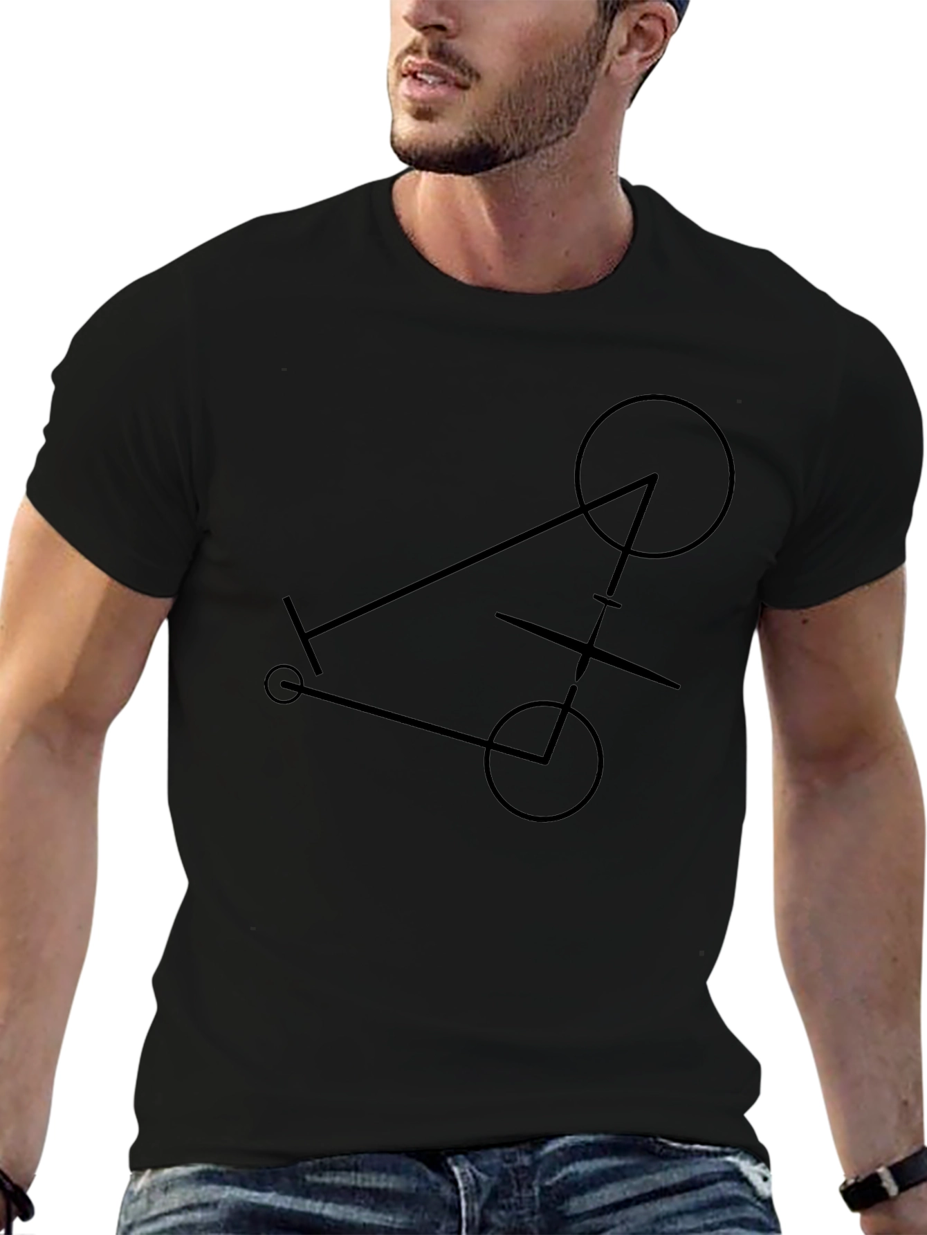 Abstract Geometric Graphic Tee - Black