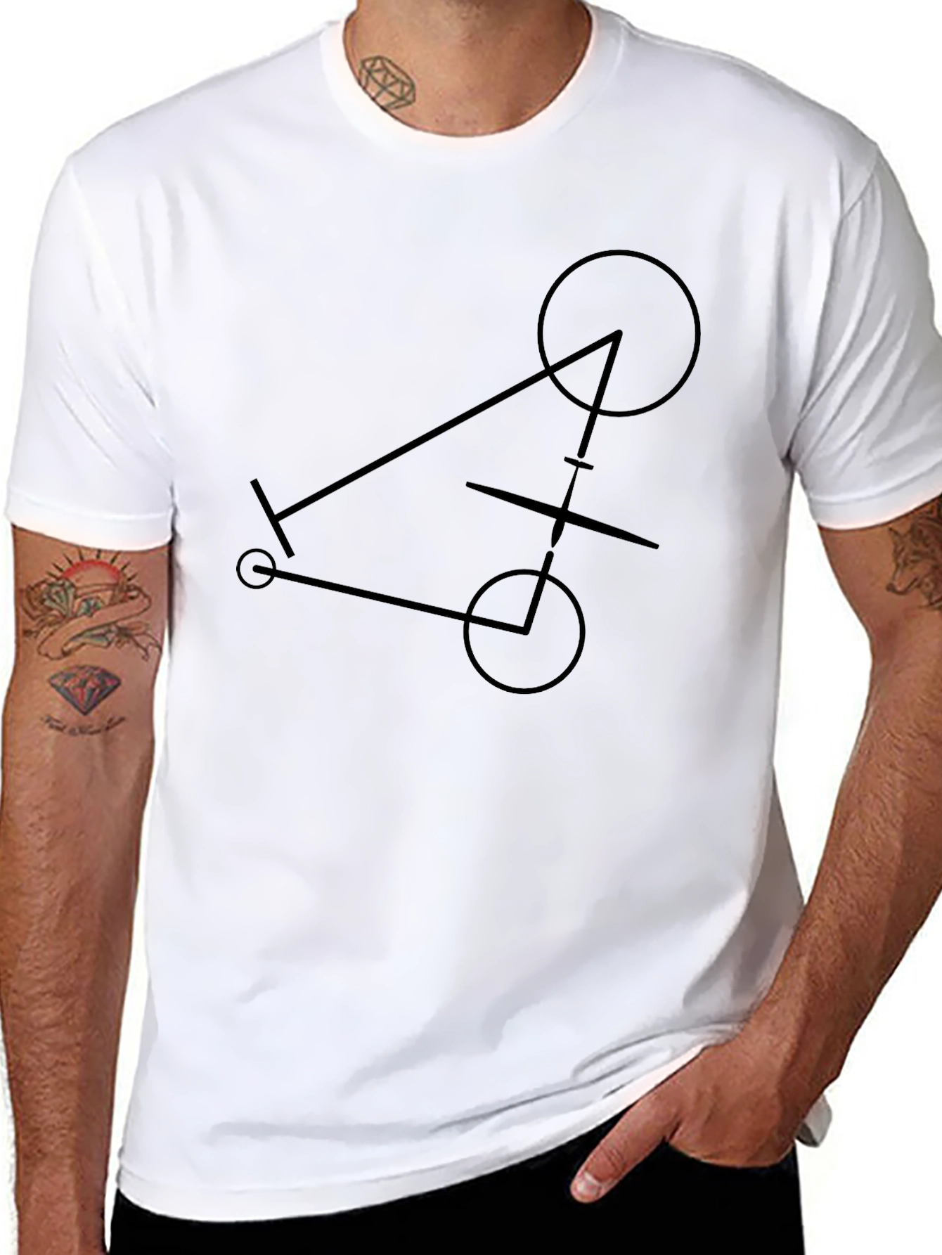 Abstract Geometric Graphic Tee - Black