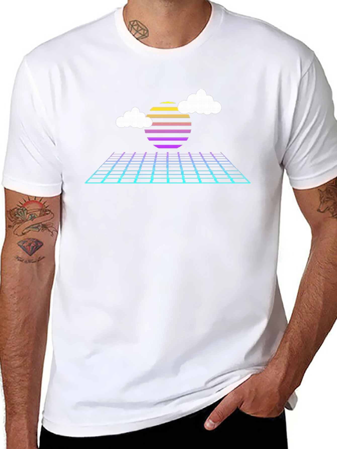 Retro Sunset Grid T-Shirt