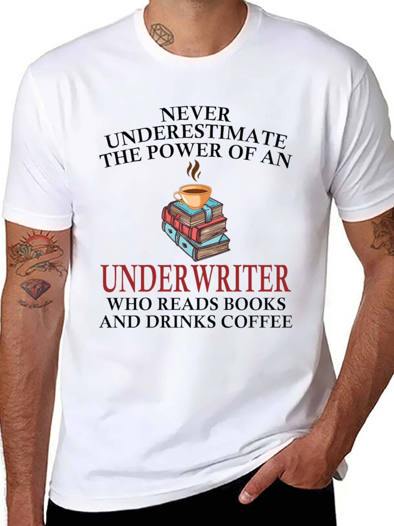 Underwriter Coffee & Books Graphic T-Shirt