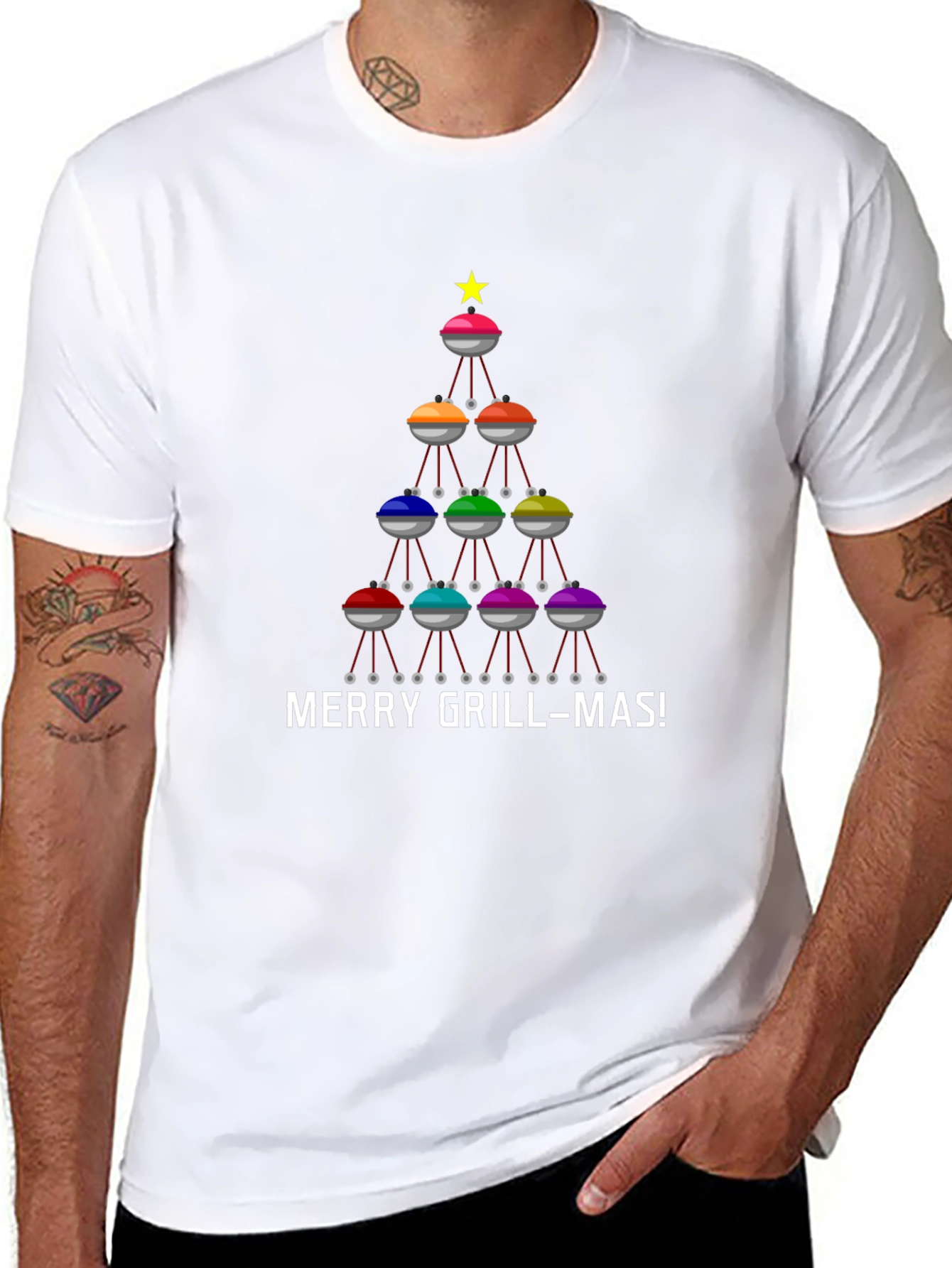 Merry Grill-mas T-Shirt - BBQ Christmas Tree