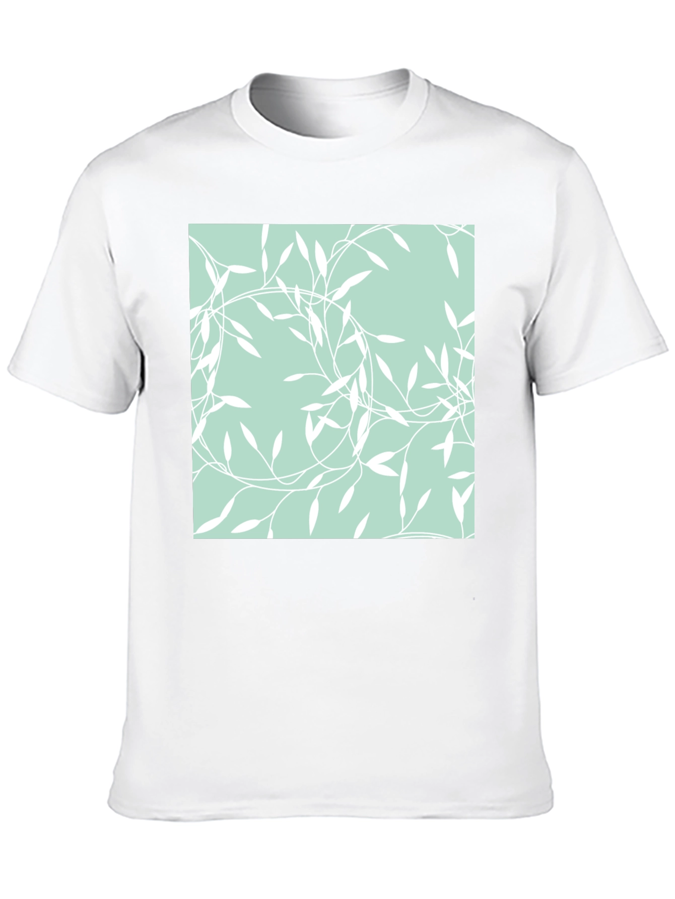 Stylish Black T-Shirt with Leafy Pattern