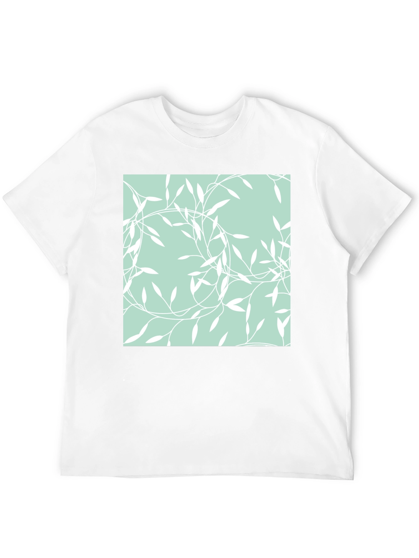Stylish Black T-Shirt with Leafy Pattern
