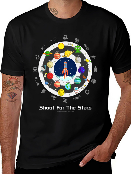Shoot For The Stars T-Shirt Space Planets Graphic Tee