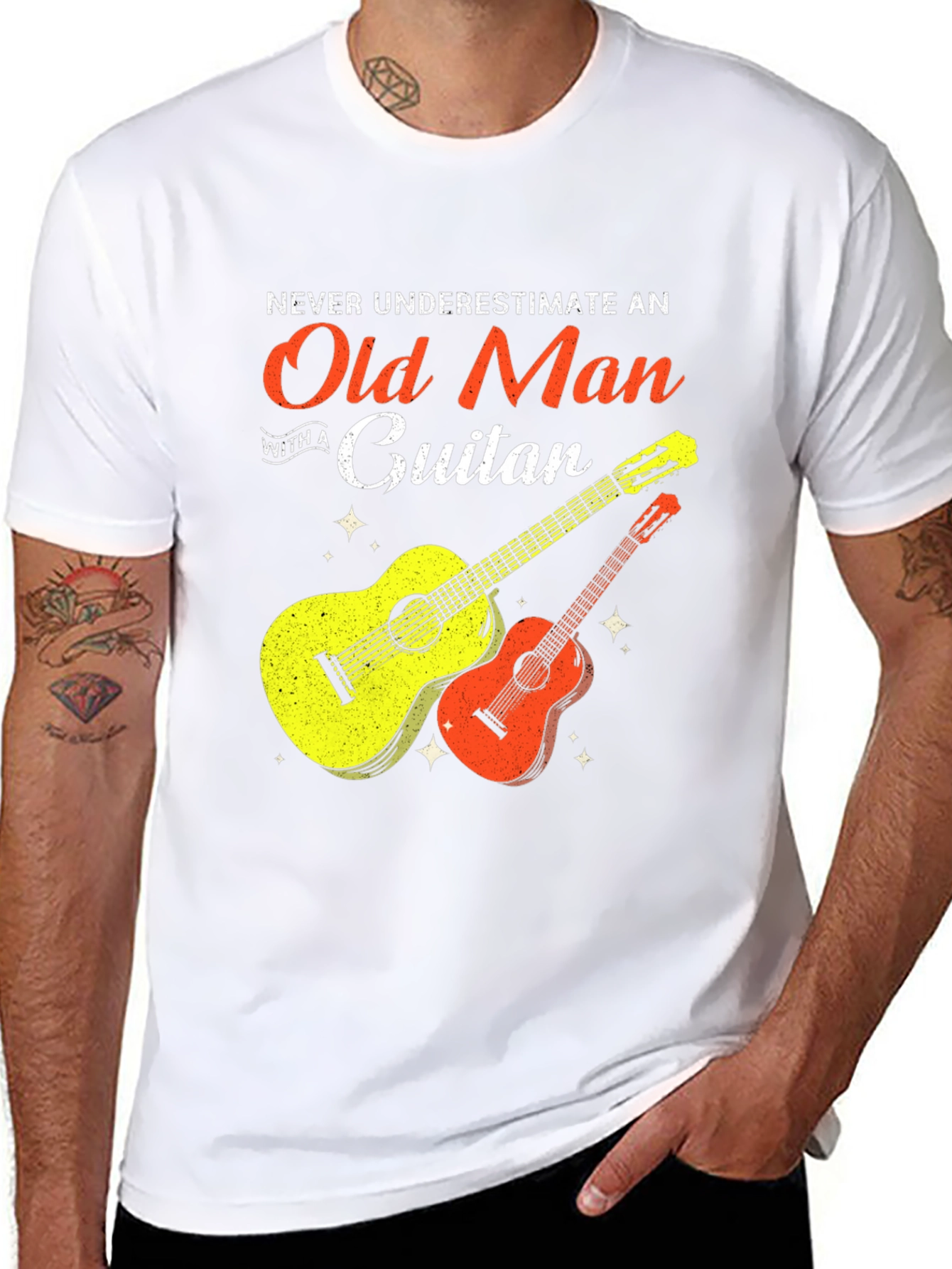 Old Man Guitar T-Shirt - Music Lover Tee